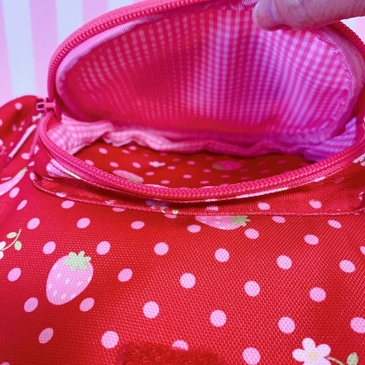 Mother Garden Rucksack Backpack School Bag Red Cutie Strawberry Ribbon Dot Frill