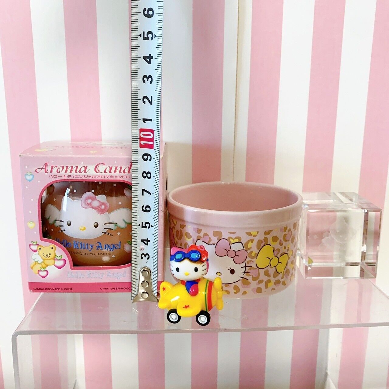 Sanrio Hello Kitty Aroma Candle Angel Crystal Case Pilot Mascot Set 4 Pink Rare