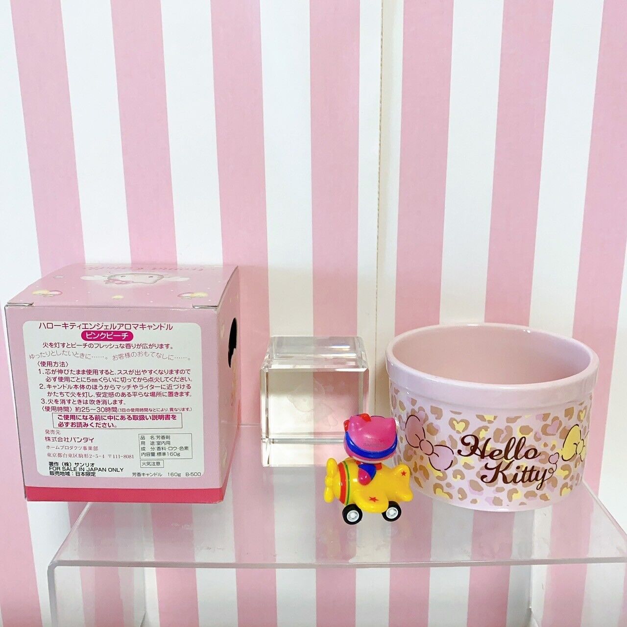 Sanrio Hello Kitty Aroma Candle Angel Crystal Case Pilot Mascot Set 4 Pink Rare