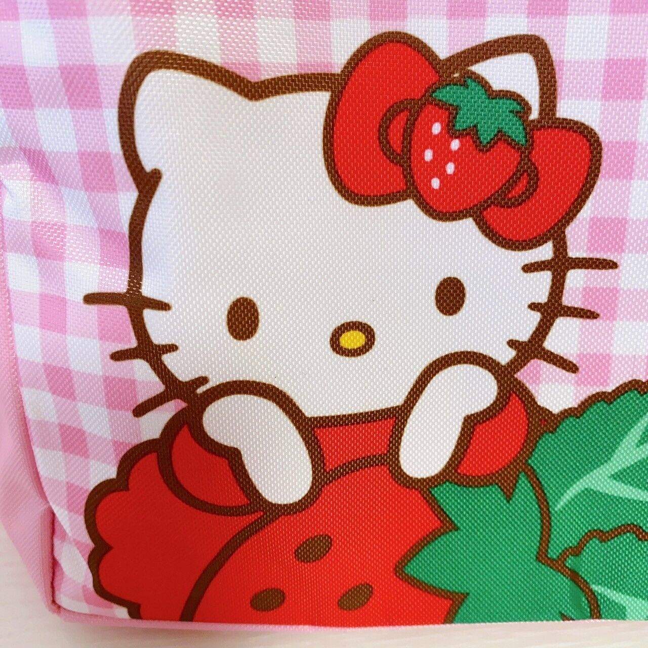 Sanrio Hello Kitty Tote Bag Set 2 Red Pink Strawberry Cake Sweets Plaid Kawaii