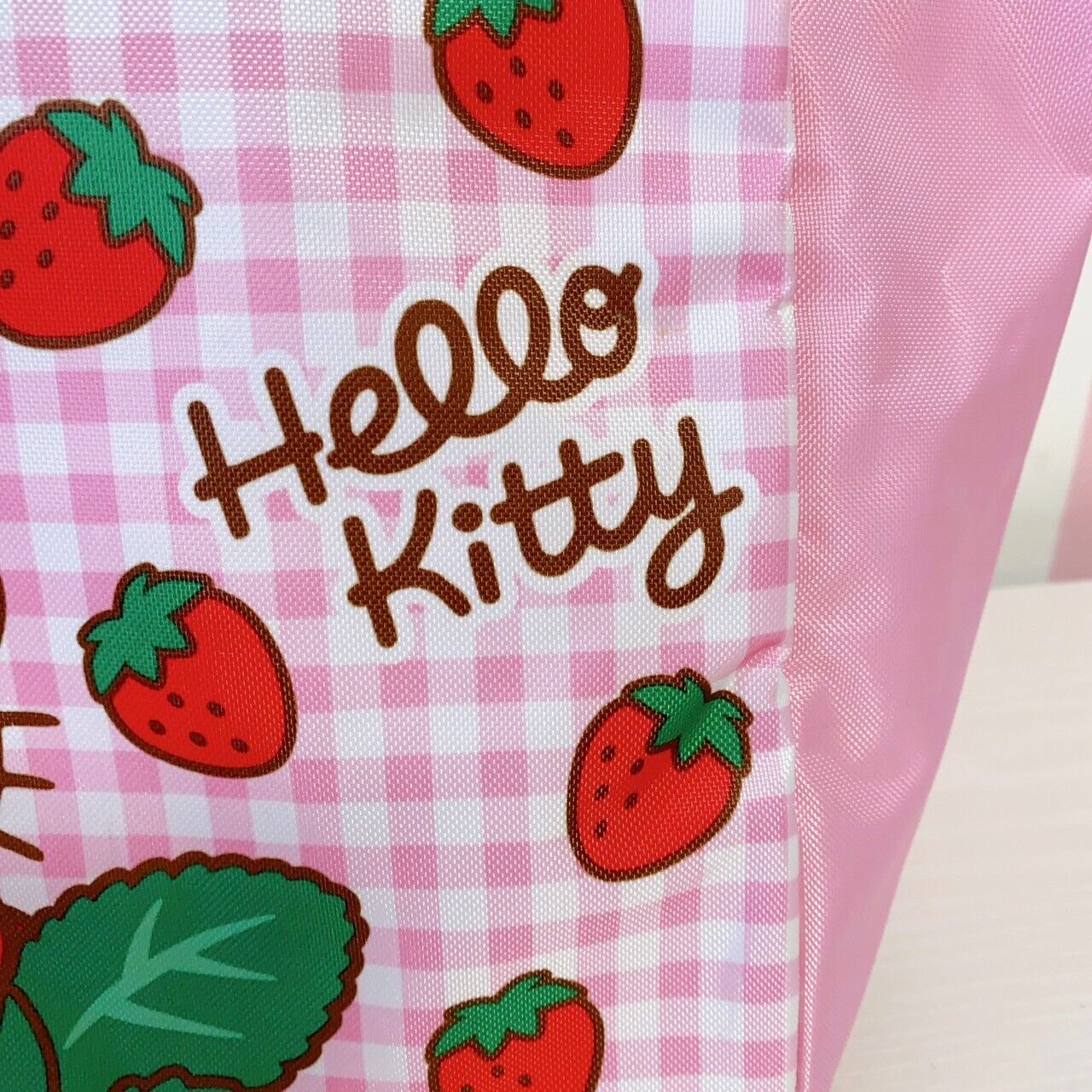 Sanrio Hello Kitty Tote Bag Set 2 Red Pink Strawberry Cake Sweets Plaid Kawaii