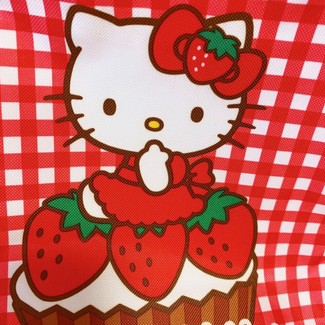 Sanrio Hello Kitty Tote Bag Set 2 Red Pink Strawberry Cake Sweets Plaid Kawaii