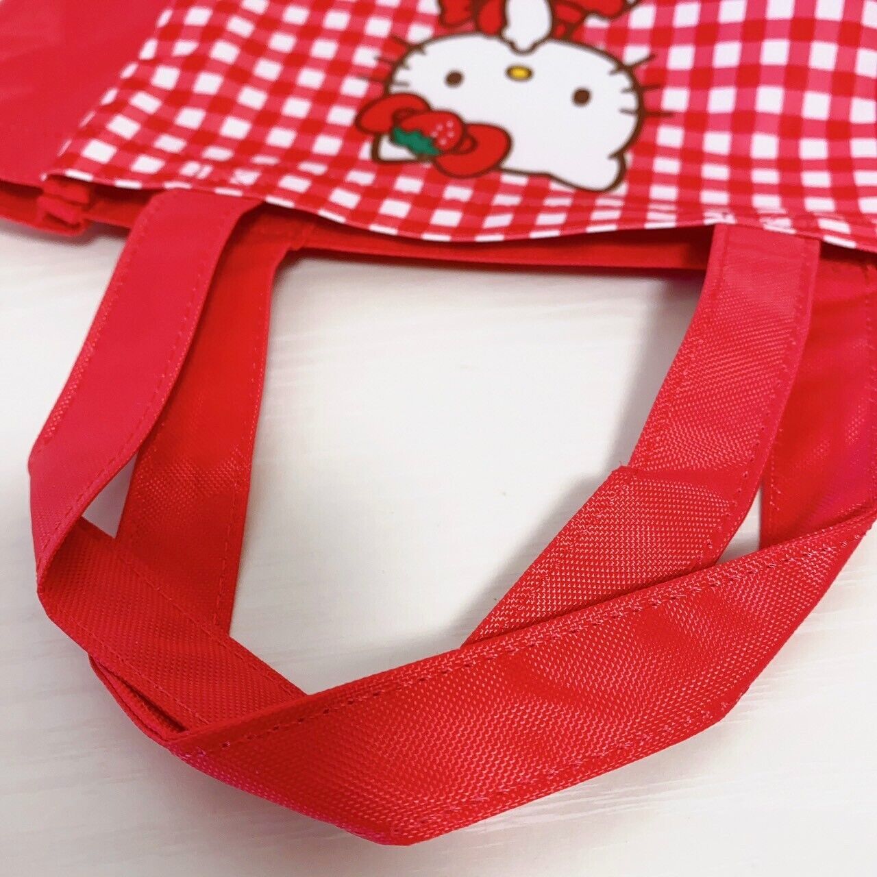 Sanrio Hello Kitty Tote Bag Set 2 Red Pink Strawberry Cake Sweets Plaid Kawaii