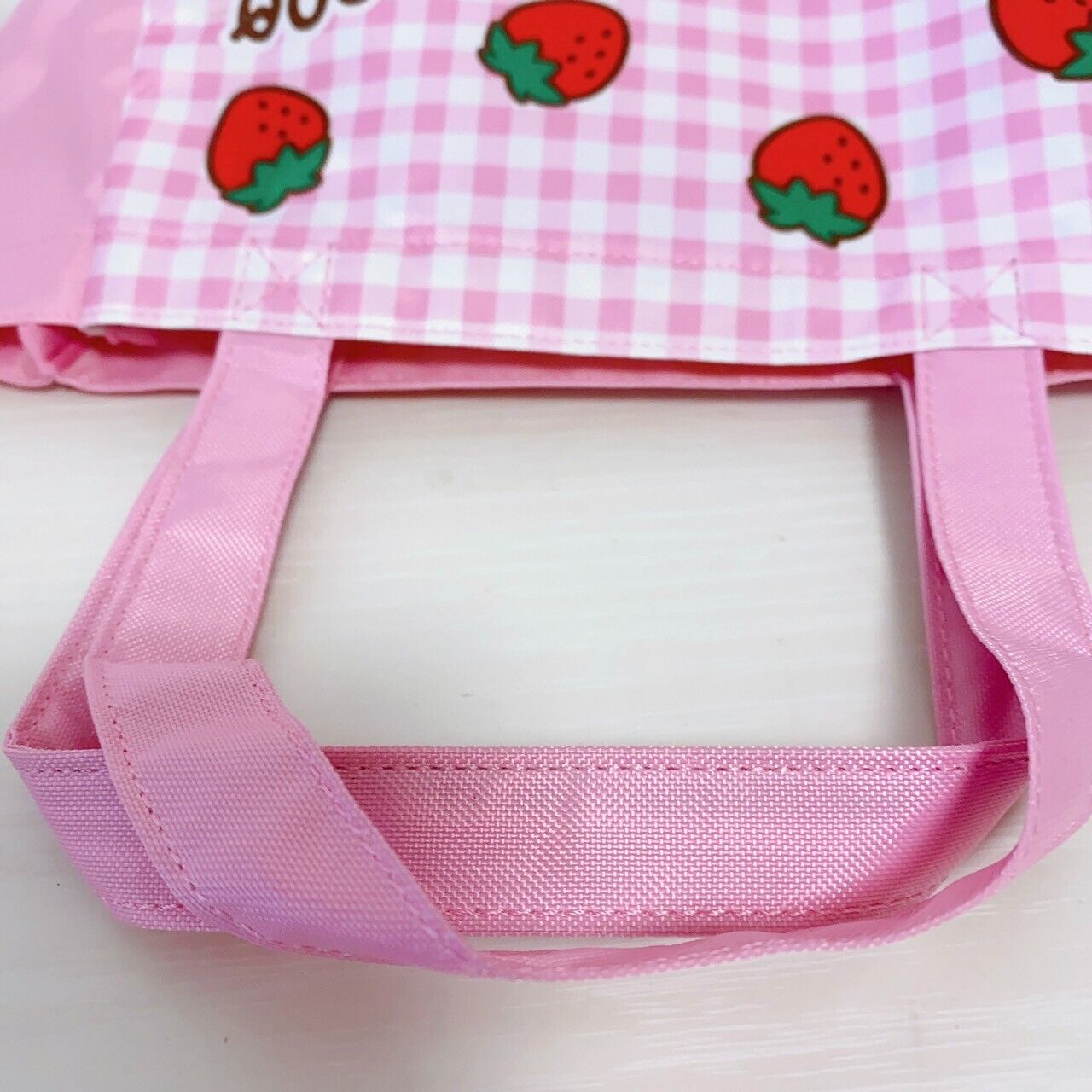 Sanrio Hello Kitty Tote Bag Set 2 Red Pink Strawberry Cake Sweets Plaid Kawaii