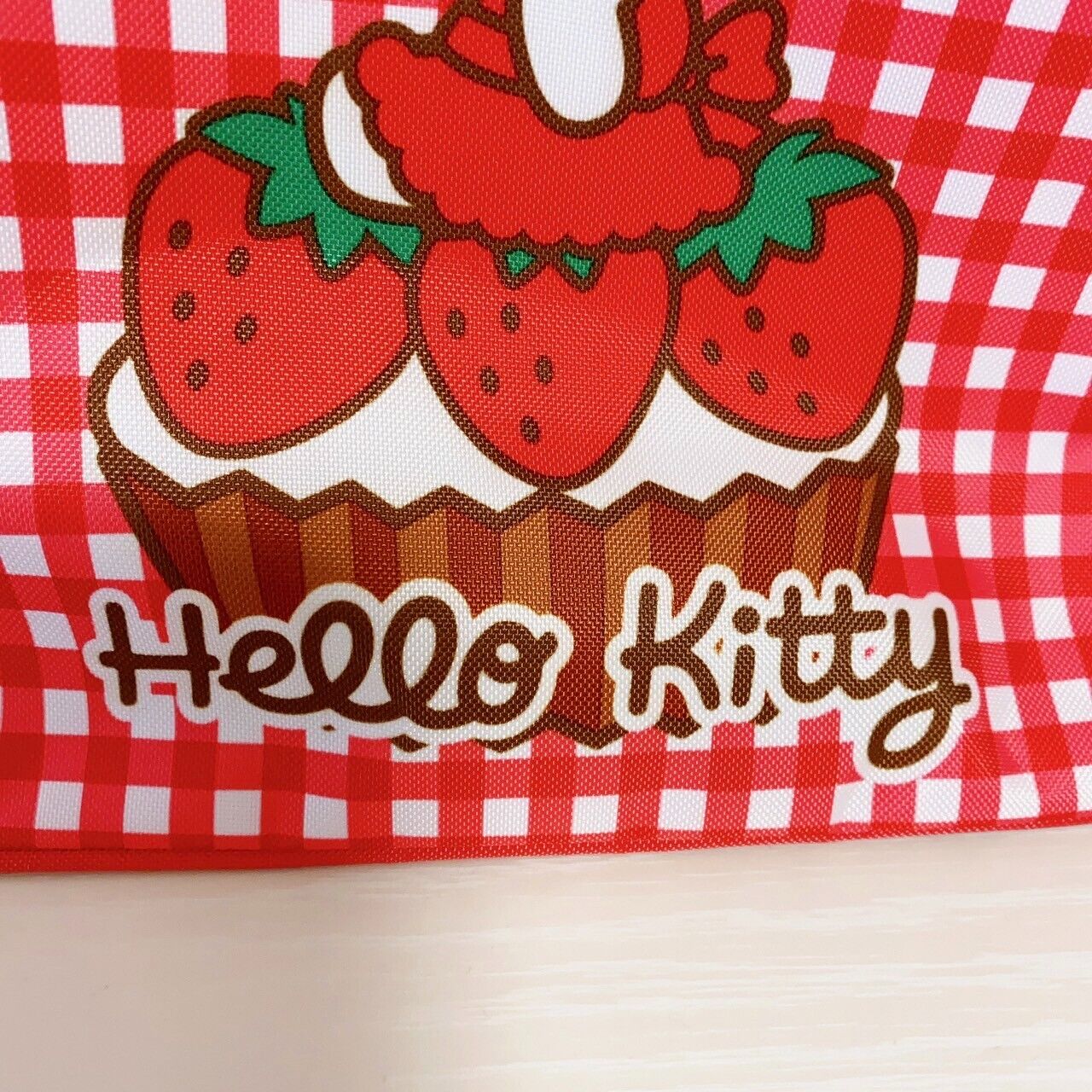 Sanrio Hello Kitty Tote Bag Set 2 Red Pink Strawberry Cake Sweets Plaid Kawaii