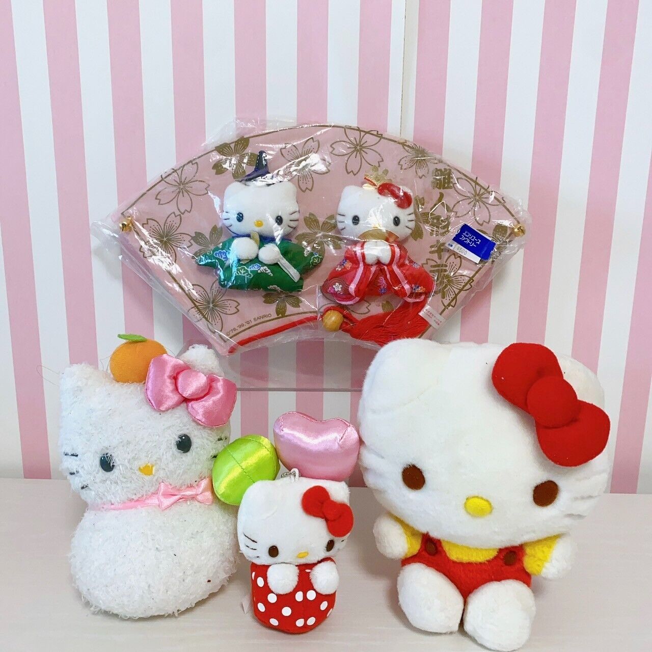 Sanrio Hello Kitty Stuffed Plush Doll Soft Toy Set Hina Dolls Kagami Mochi Rare