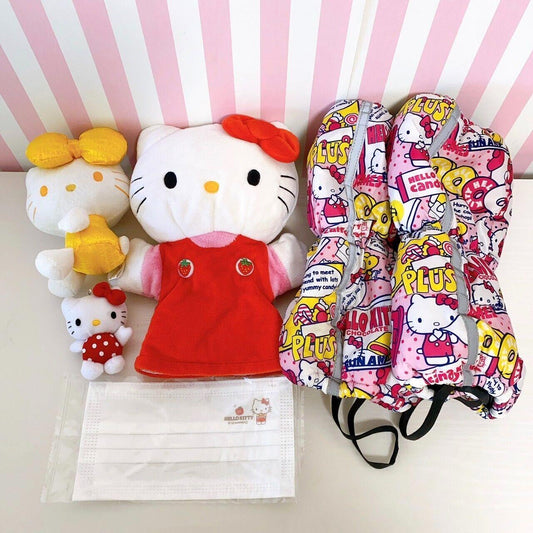 Sanrio Hello Kitty Stuffed Plush Doll Soft Toy Set Puppet Yellow Cat Red Kawaii