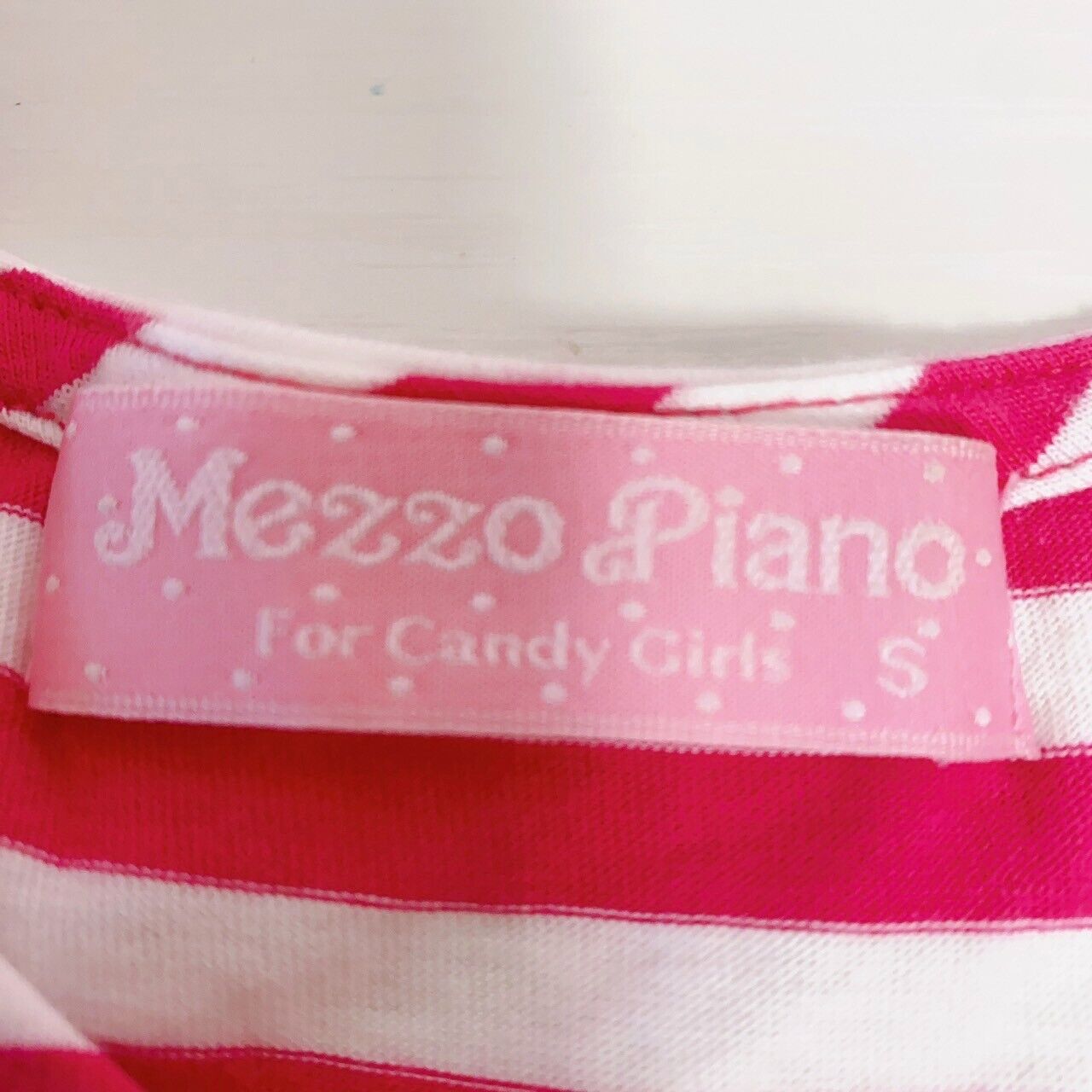 Mezzo Piano Tops Pink Border Pattern Red Size S 140cm 2 Set Kawaii Character