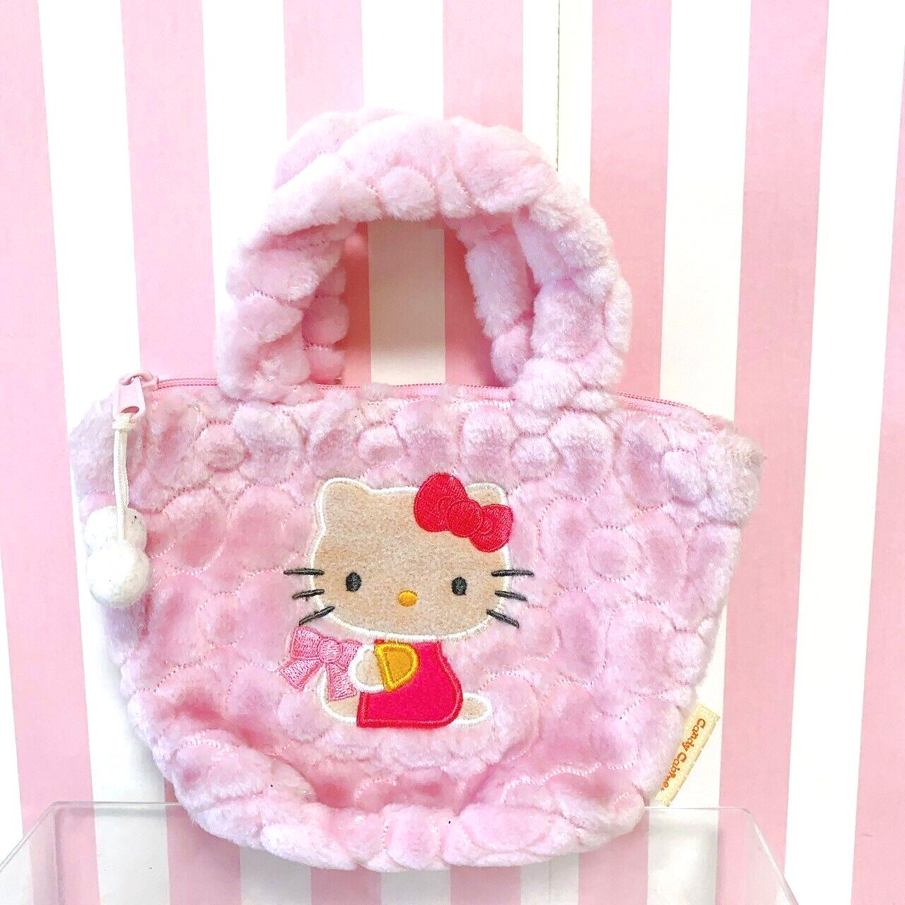 Sanrio Hello Kitty Hand Bag Pink Fluffy Mini Ribbon Kawaii Character Rare