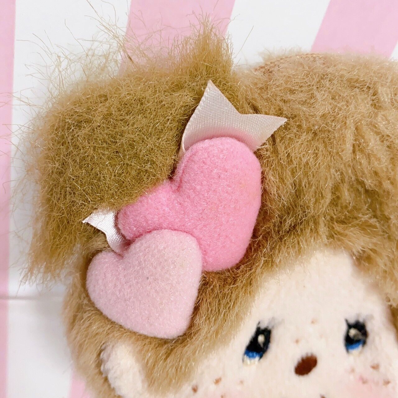 Monchhich Coin Case Purse Pochette Monkey Fluffy Heart Brown Kawaii Character