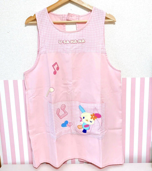 Sanrio Usahana Apron Smock Cooking Rabbit Pink Plaid Heart Note Kawaii Character