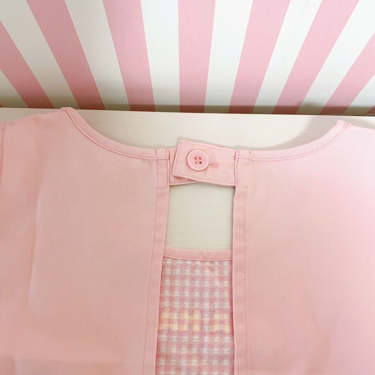 Sanrio Usahana Apron Smock Cooking Rabbit Pink Plaid Heart Note Kawaii Character