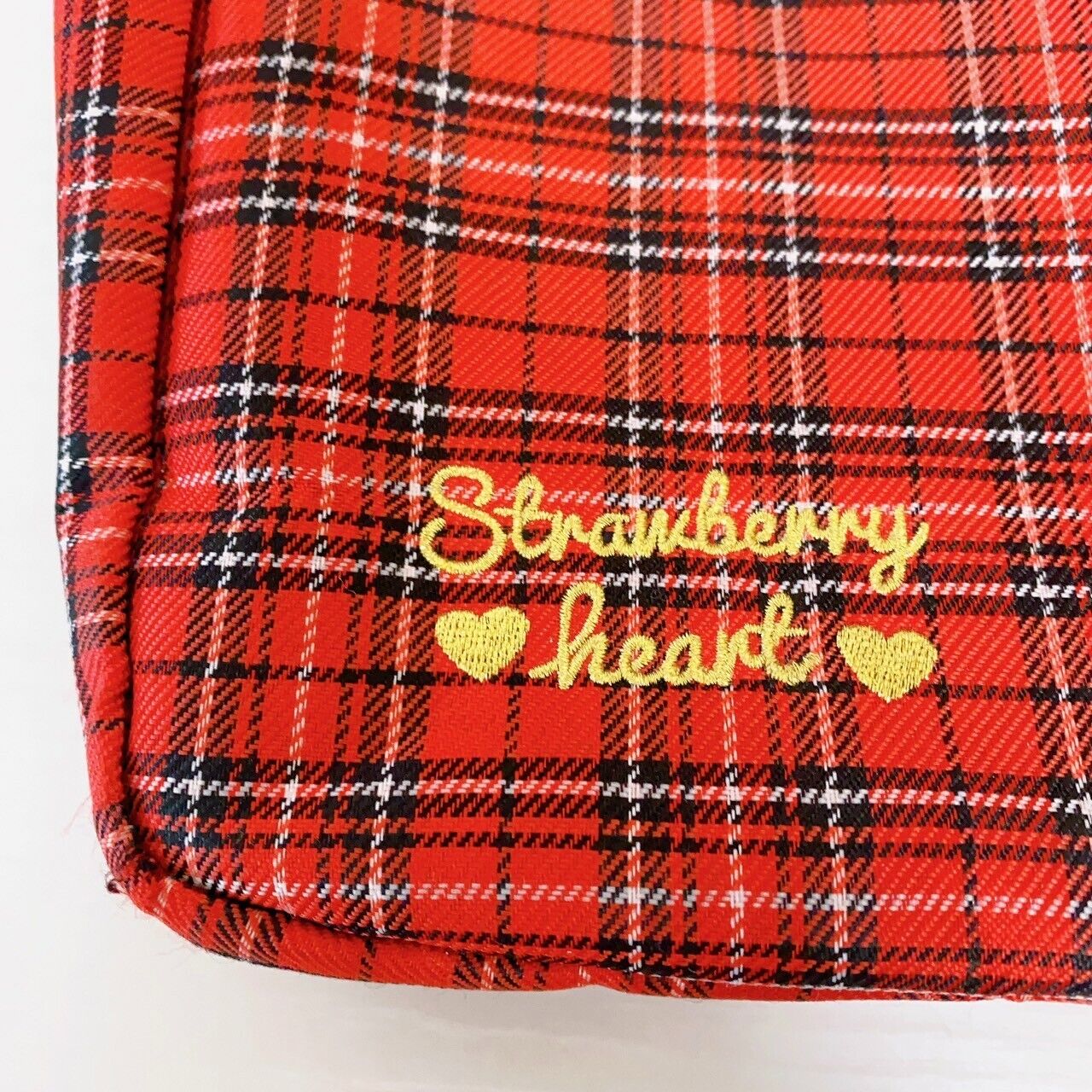 Mother Garden Shoulder School Bag Plaid Strawberry Red Heart Frill Kawaii Rare