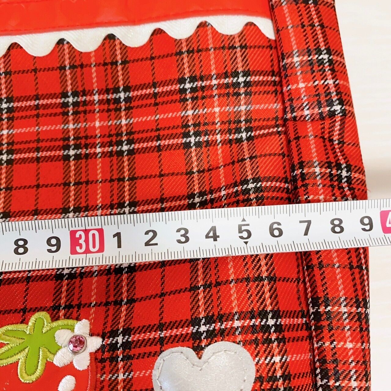 Mother Garden Shoulder School Bag Plaid Strawberry Red Heart Frill Kawaii Rare