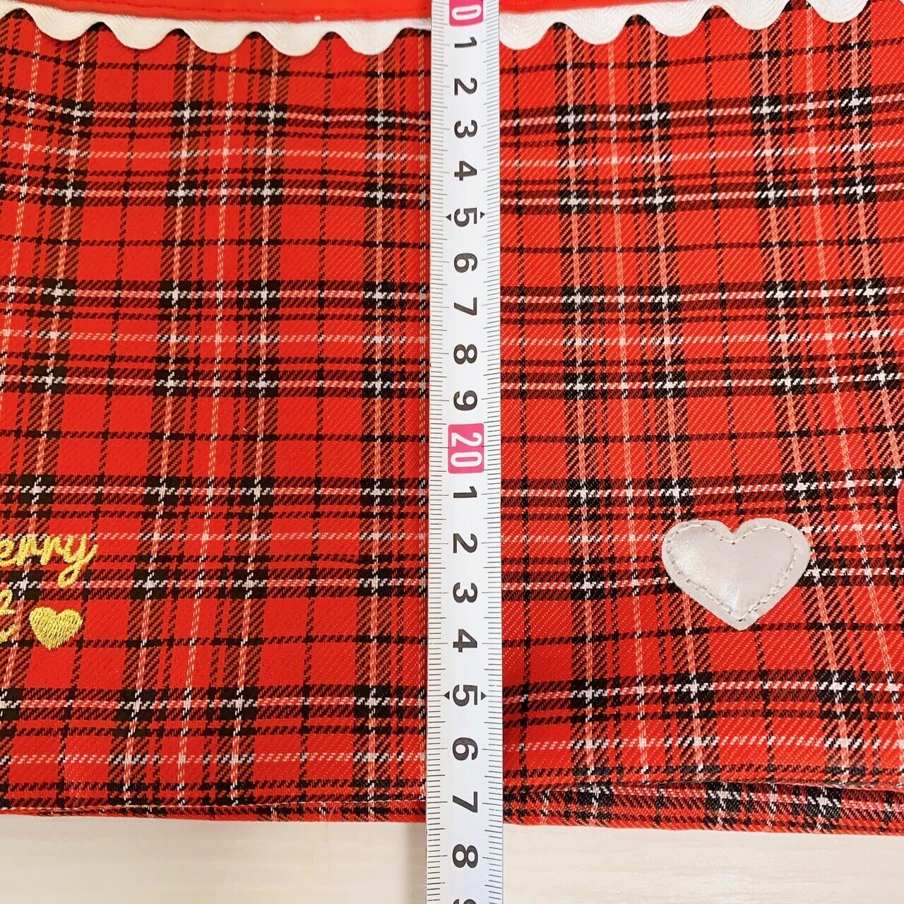 Mother Garden Shoulder School Bag Plaid Strawberry Red Heart Frill Kawaii Rare