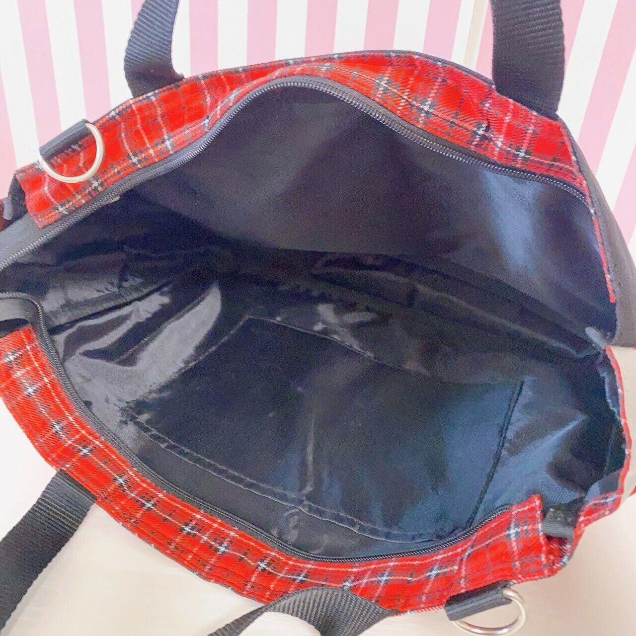 Mother Garden Shoulder School Bag Plaid Strawberry Red Heart Frill Kawaii Rare