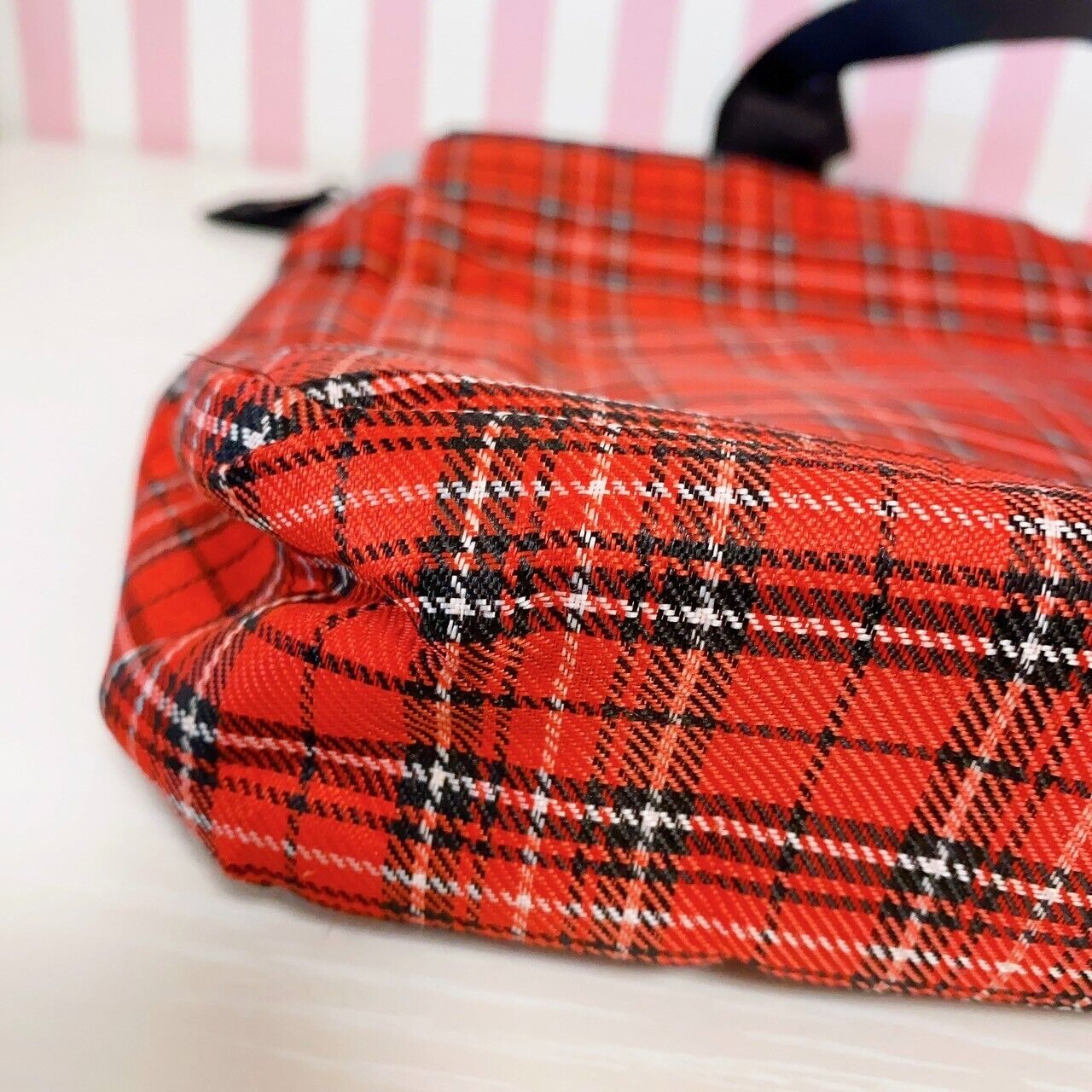 Mother Garden Shoulder School Bag Plaid Strawberry Red Heart Frill Kawaii Rare