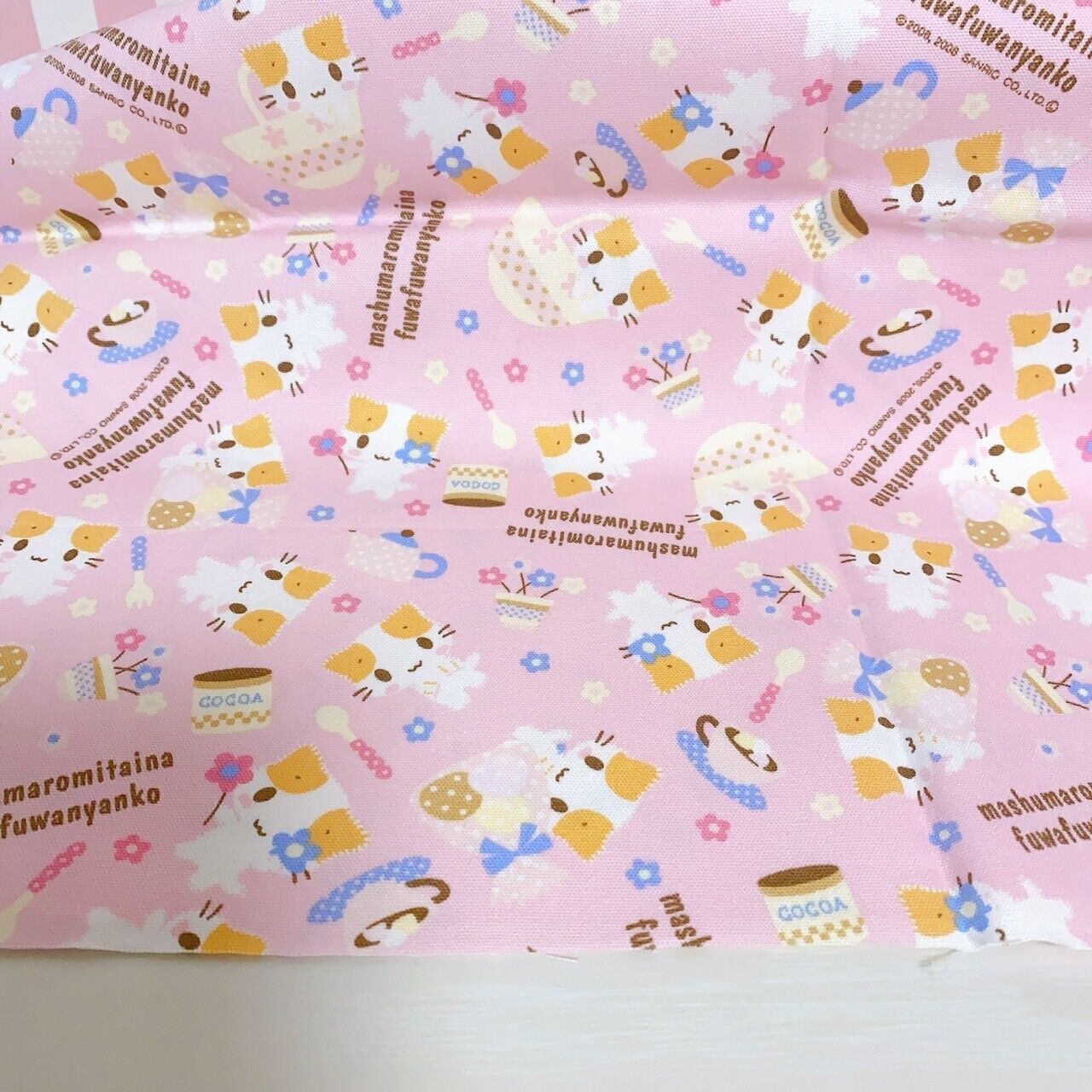 Sanrio Masyumaro Pink Fluffy Fuwa Nyanko Marshmallow Fabric Kawaii Character