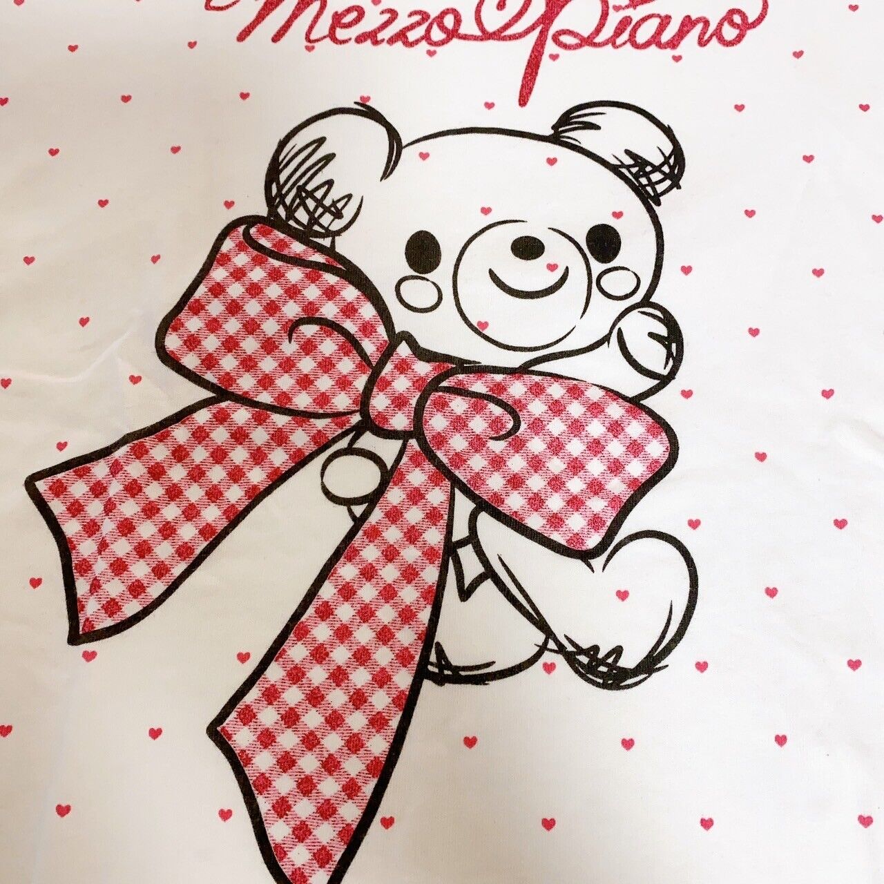 Mezzo Piano Short Sleeve T-shirt Tops 160 Size Heart White Bear Ribbon Character