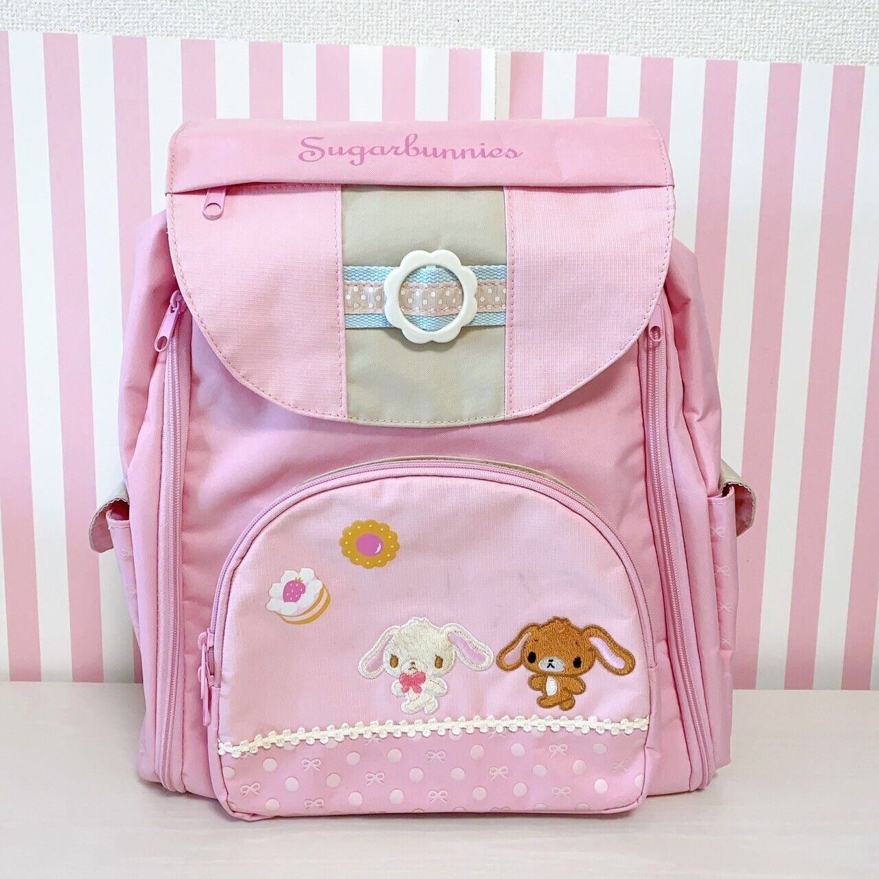 Sanrio Sugar Bunnies Backpack Rucksack Bag School Rabbit Pink Cookie Sweets Rare