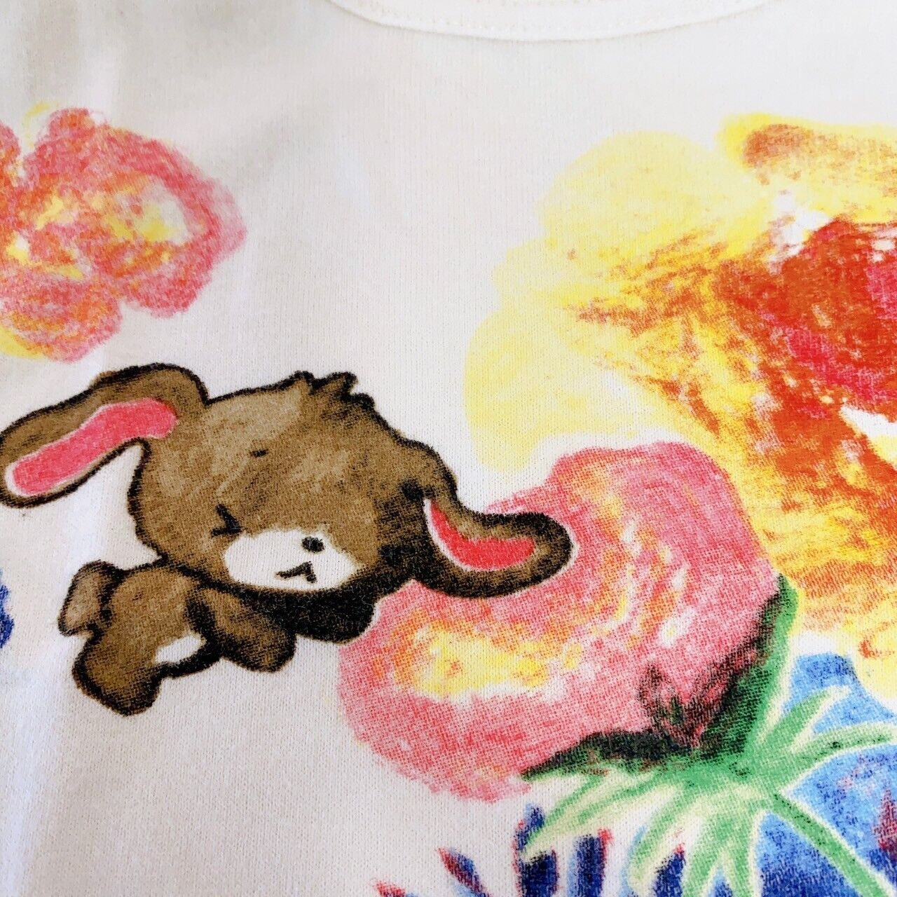 Sanrio Sugar Bunnies Kids Short Sleeve T-shirt 130cm Cream Flower Shirousa Rare