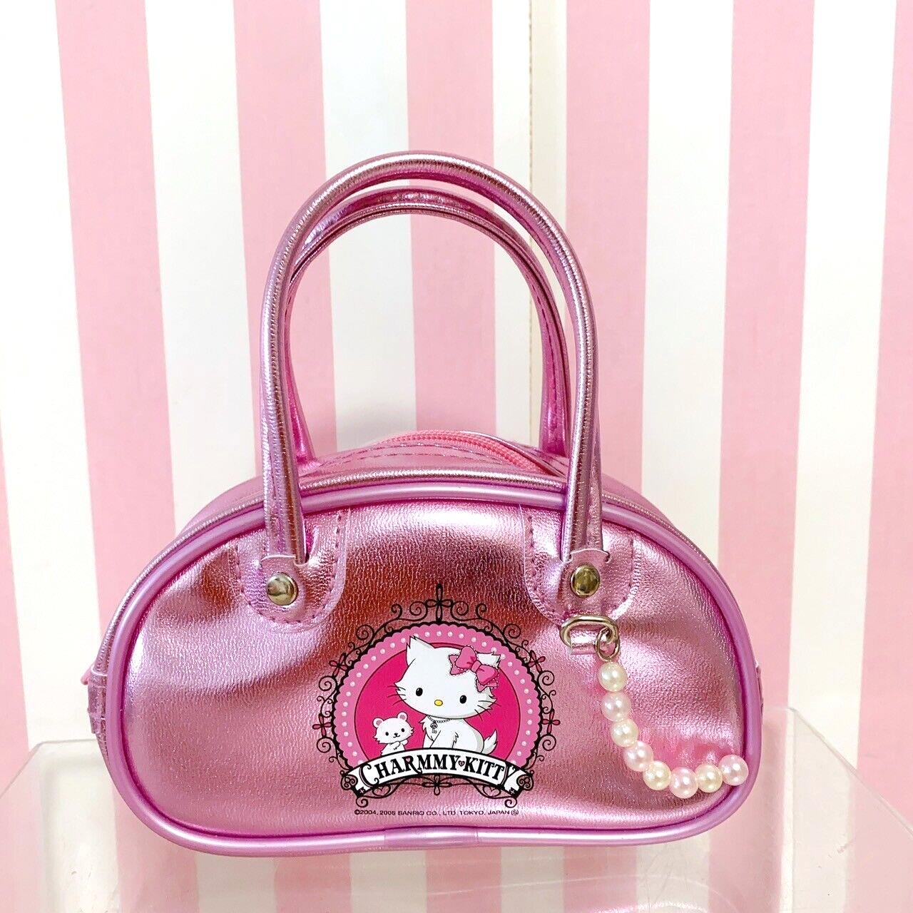 Sanrio Charmmy Charmy Kitty Boston Bag Pink Enamel Pearl White Cat Small Ribbon