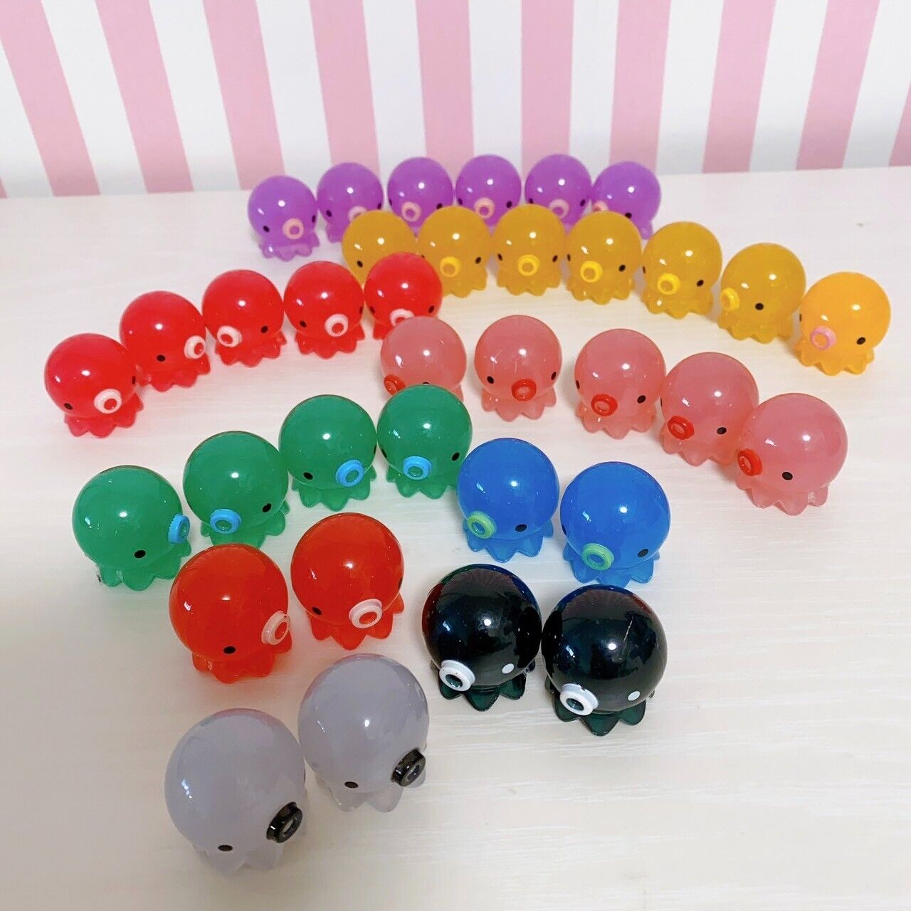 Takochu Octopus Mini Mascot Figure Toy Crystal Clear 35 Set Colorful Kawaii Rare