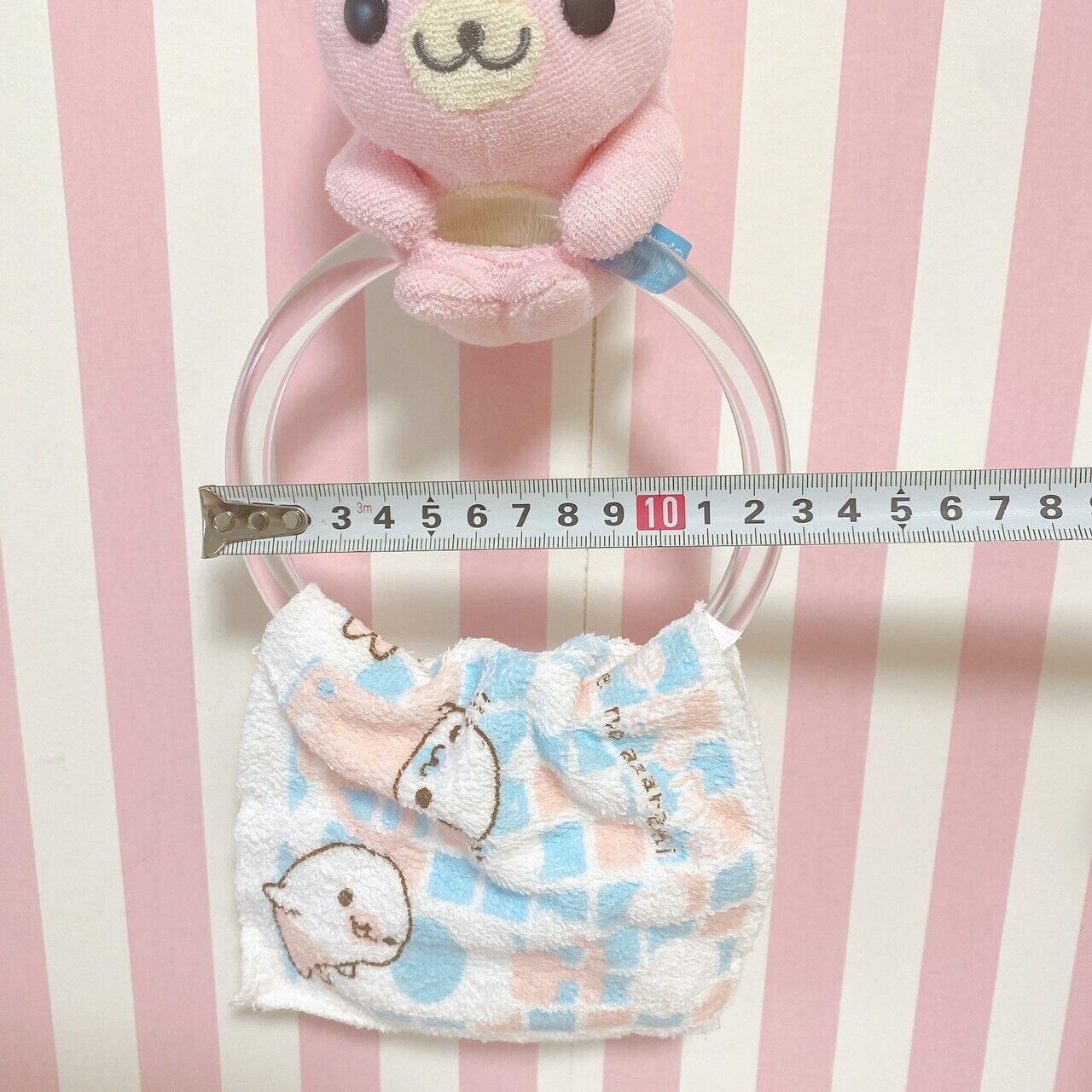 San-X Mamegoma Towel Hanger Set Plush Pink Sea Animals Fluffy Character Kawaii