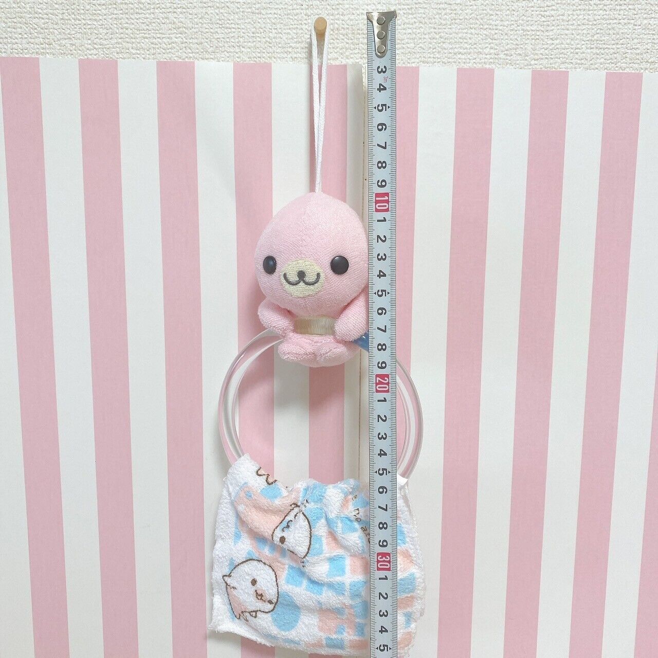 San-X Mamegoma Towel Hanger Set Plush Pink Sea Animals Fluffy Character Kawaii