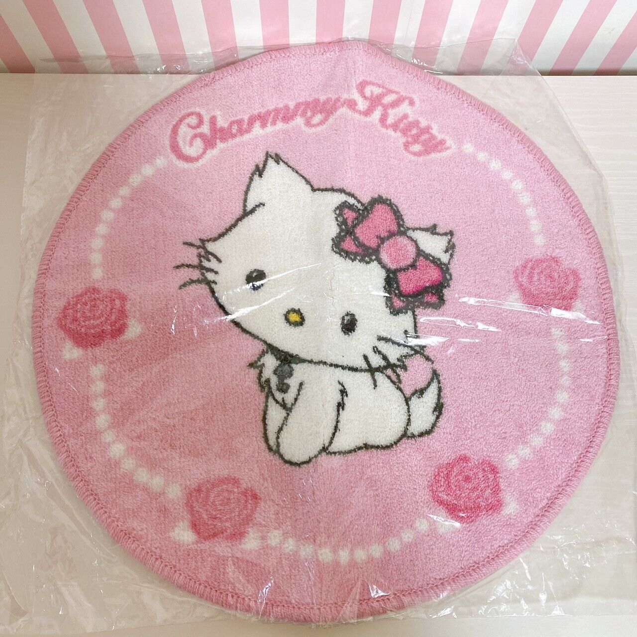 Sanrio Charmmy Charmy Kitty Mat Rug Pink Rose Flower Cat Ribbon Fluffy Character