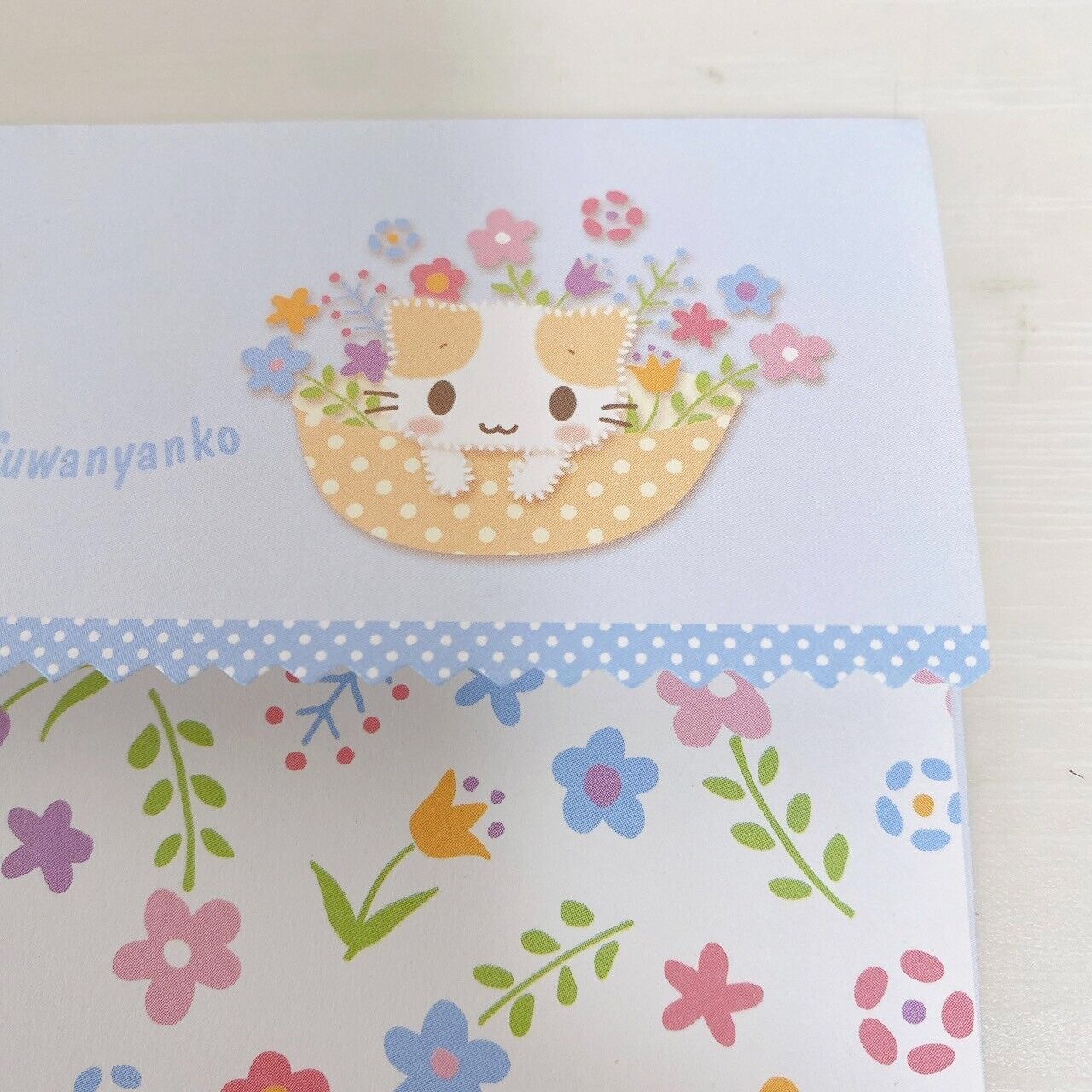 Sanrio Masyumaro Fluffy Fuwa Nyanko Letter Writing Set Envelope Flower Kawaii