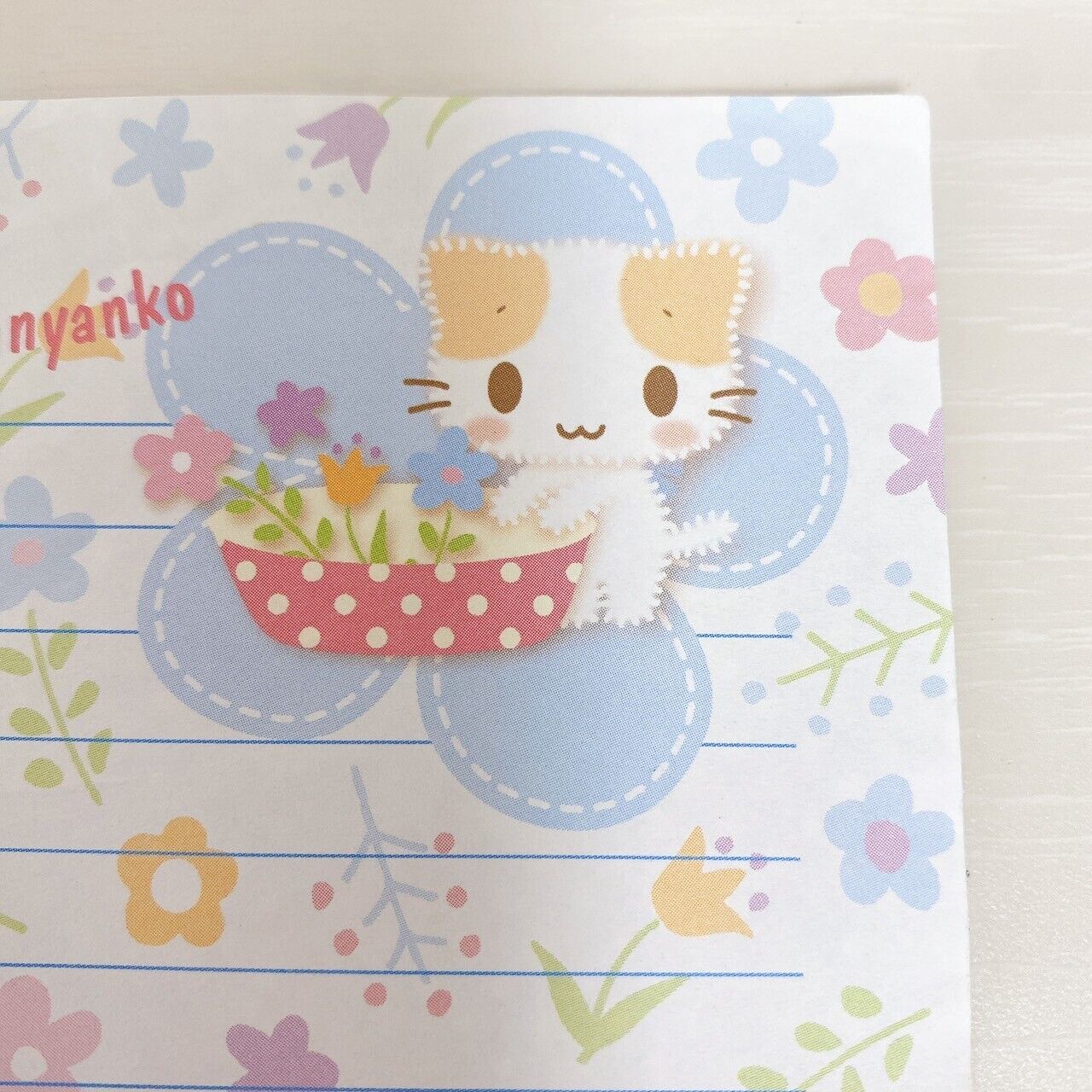 Sanrio Masyumaro Fluffy Fuwa Nyanko Letter Writing Set Envelope Flower Kawaii