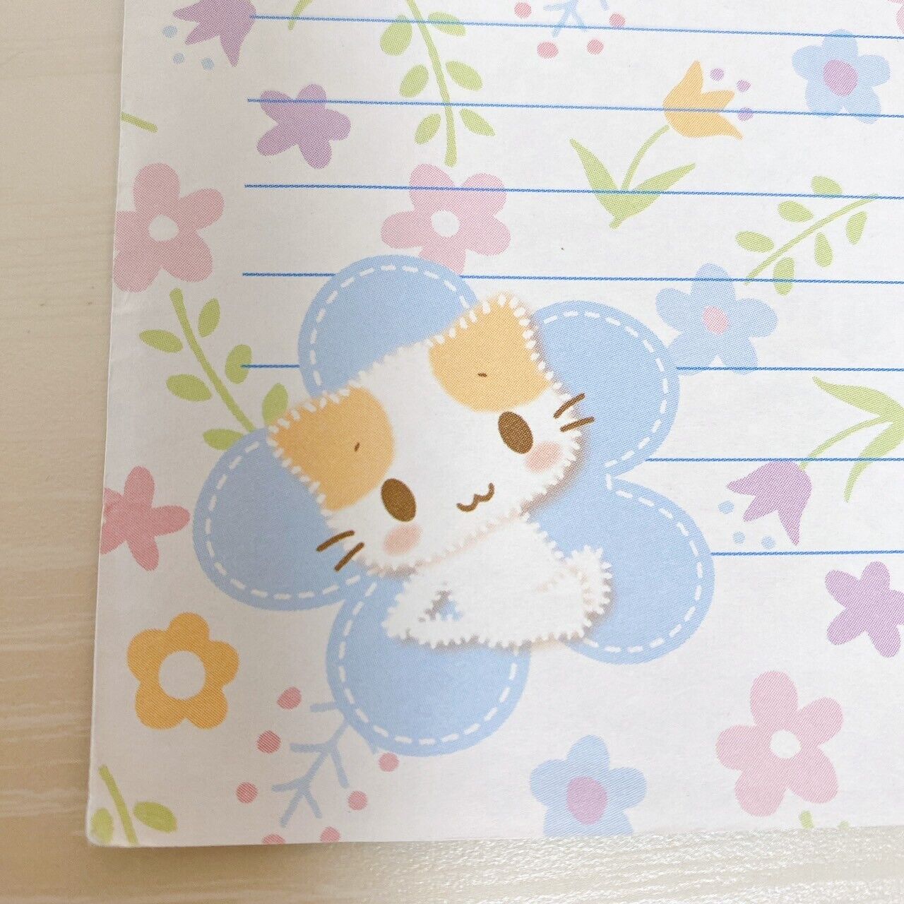 Sanrio Masyumaro Fluffy Fuwa Nyanko Letter Writing Set Envelope Flower Kawaii