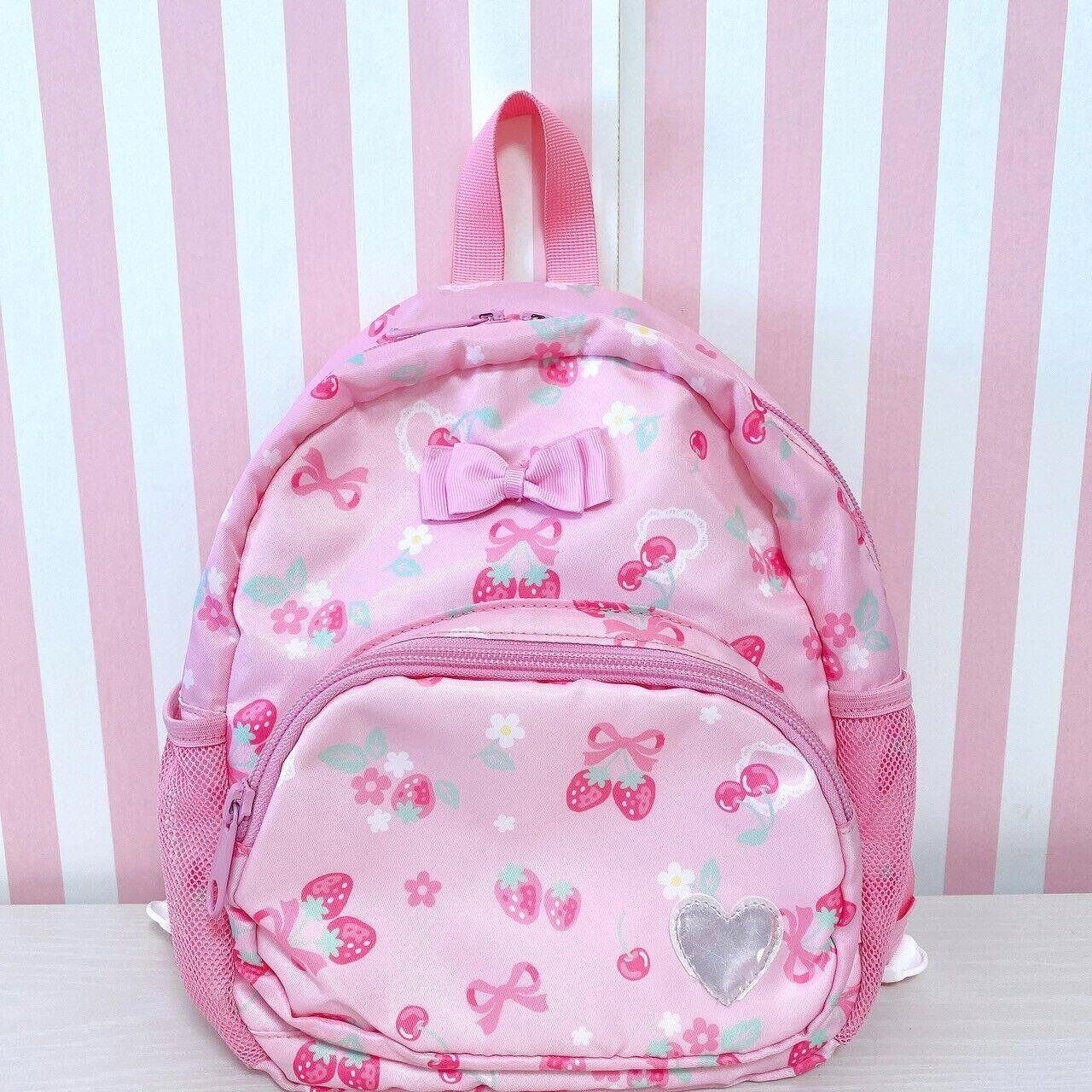 Mother Garden Rucksack Backpack School Bag Pink Ribbon Strawberry Cherry Girls