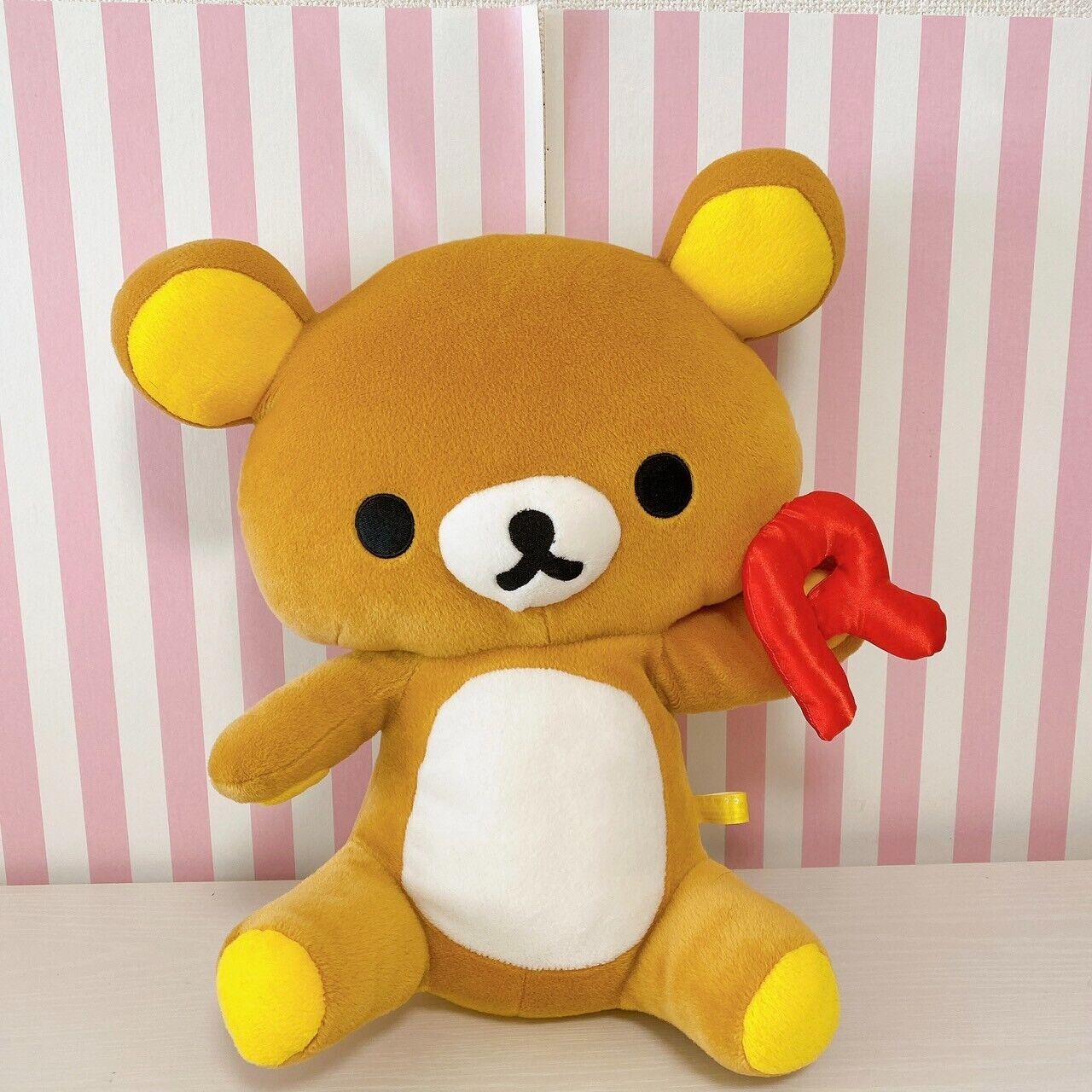 San-x Rilakkuma Plush Soft Stuffed Toy Doll Alphabet R Bear Brown Fluffy Kawaii