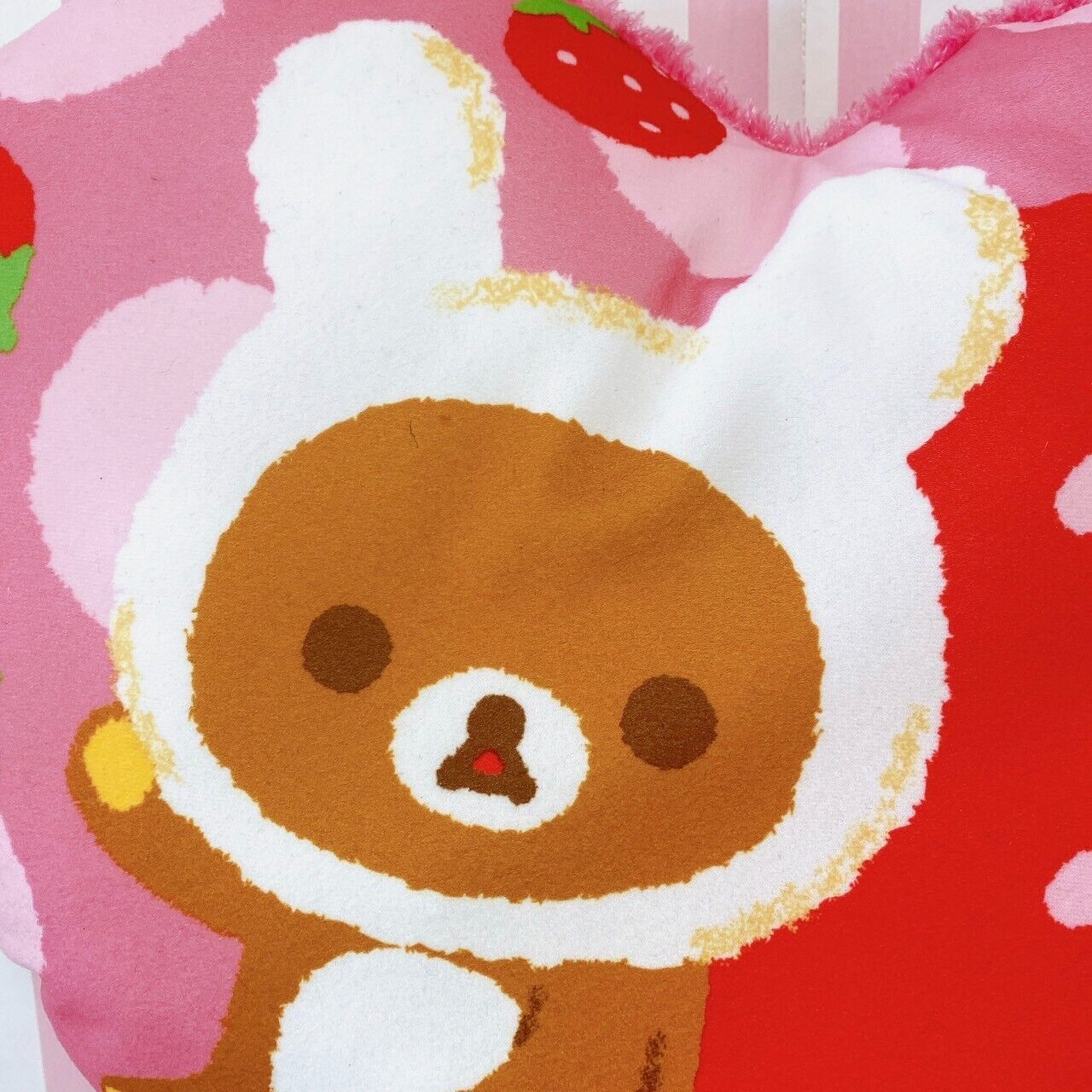 San-x Rilakkuma Cushion Heart Pink Strawberry Bear Costume Rabbit Fluffy Rare