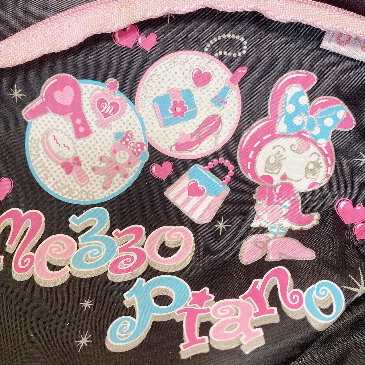 Mezzo Piano Body Bag Black Pink Berrie-chan Rabbit Cosmetics Shoulder Kawaii