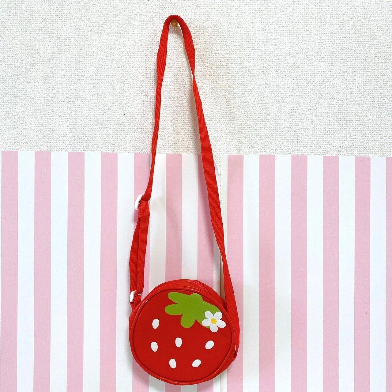 Mother Garden Kids Pochette Shoulder Bag Red Strawberry Fruit Circle Kawaii Rare