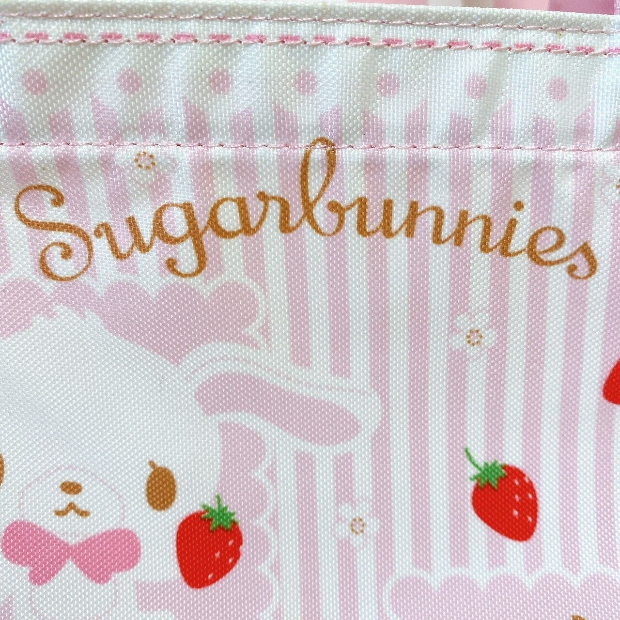 Sanrio Sugar Bunnies Tote Bag Handbag Pink Stripe Strawberry Shirousa Kurousa