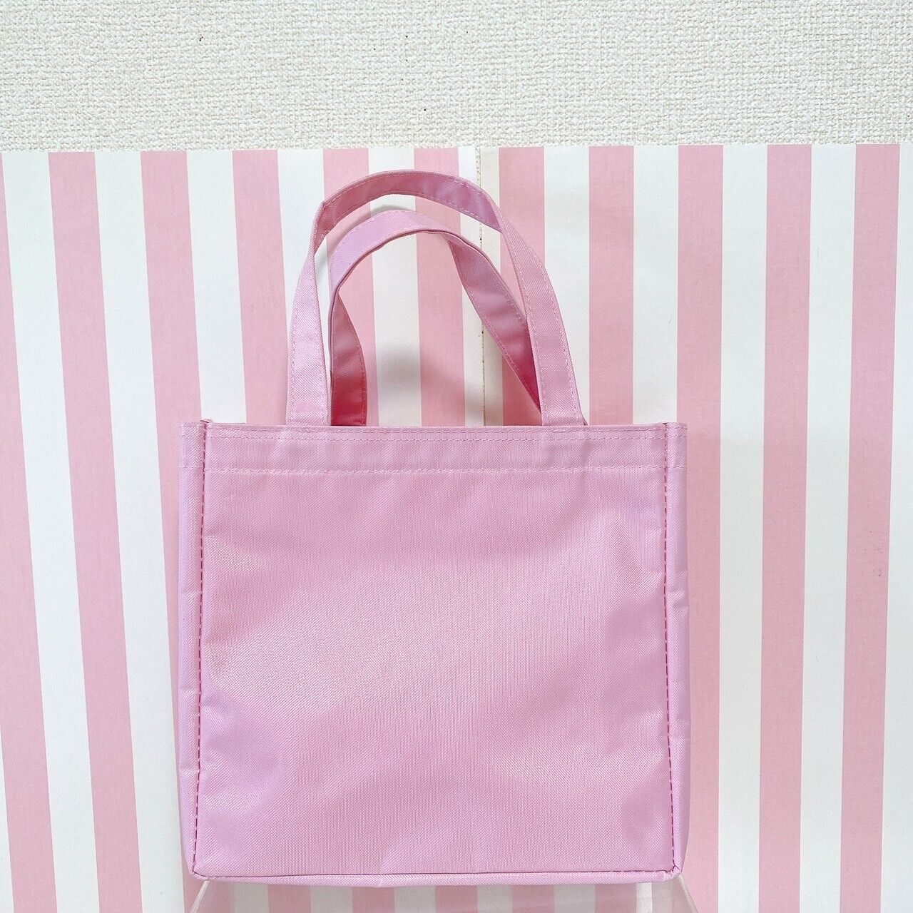 Sanrio Sugar Bunnies Tote Bag Handbag Pink Stripe Strawberry Shirousa Kurousa