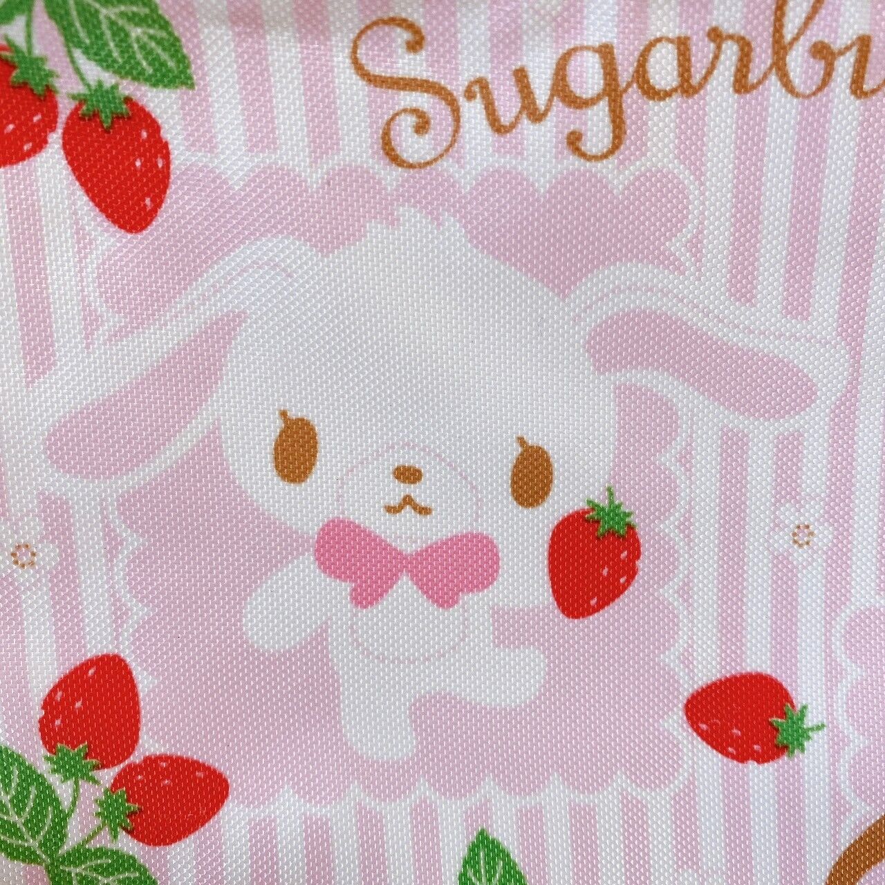 Sanrio Sugar Bunnies Tote Bag Handbag Pink Stripe Strawberry Shirousa Kurousa