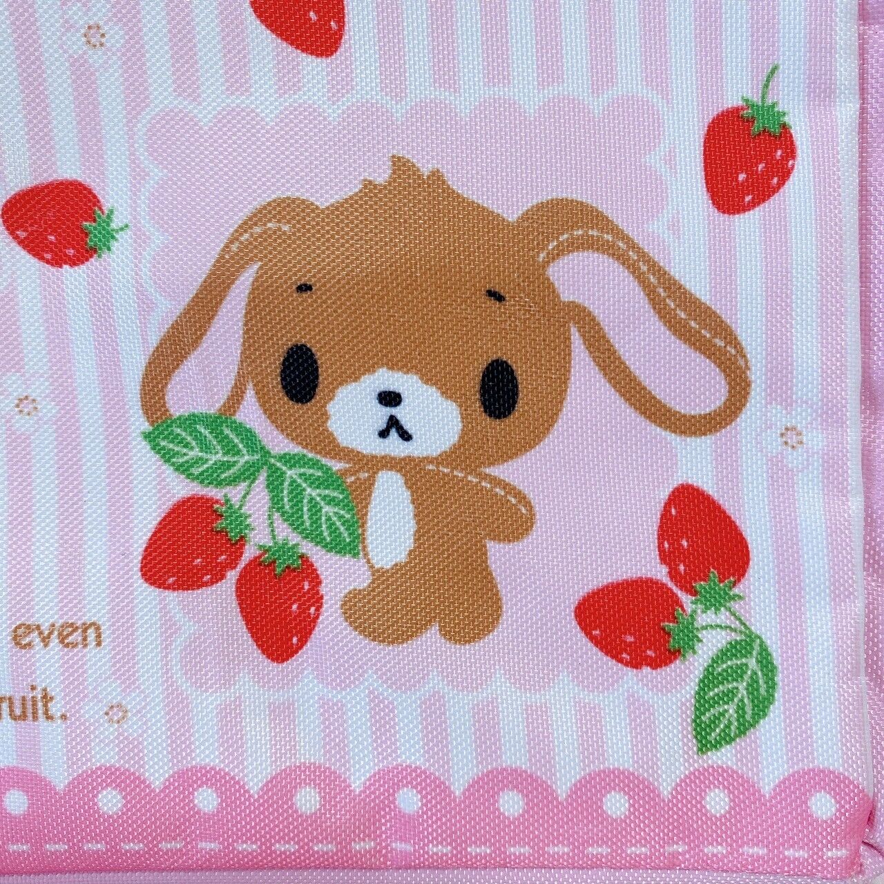 Sanrio Sugar Bunnies Tote Bag Handbag Pink Stripe Strawberry Shirousa Kurousa