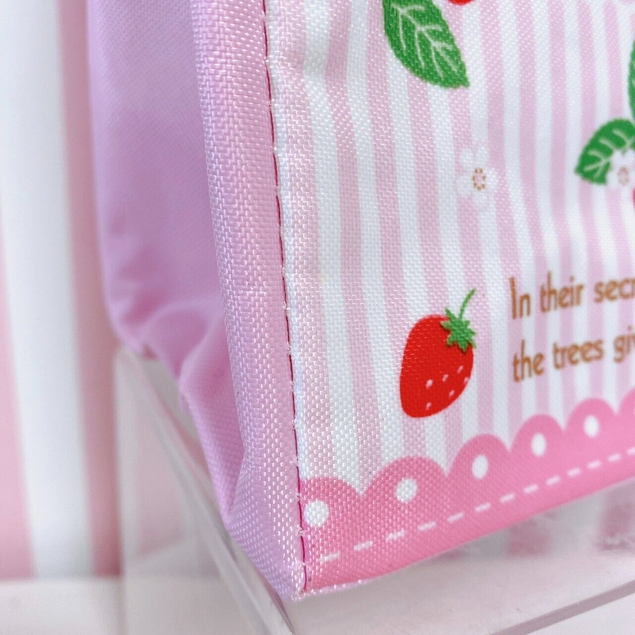 Sanrio Sugar Bunnies Tote Bag Handbag Pink Stripe Strawberry Shirousa Kurousa