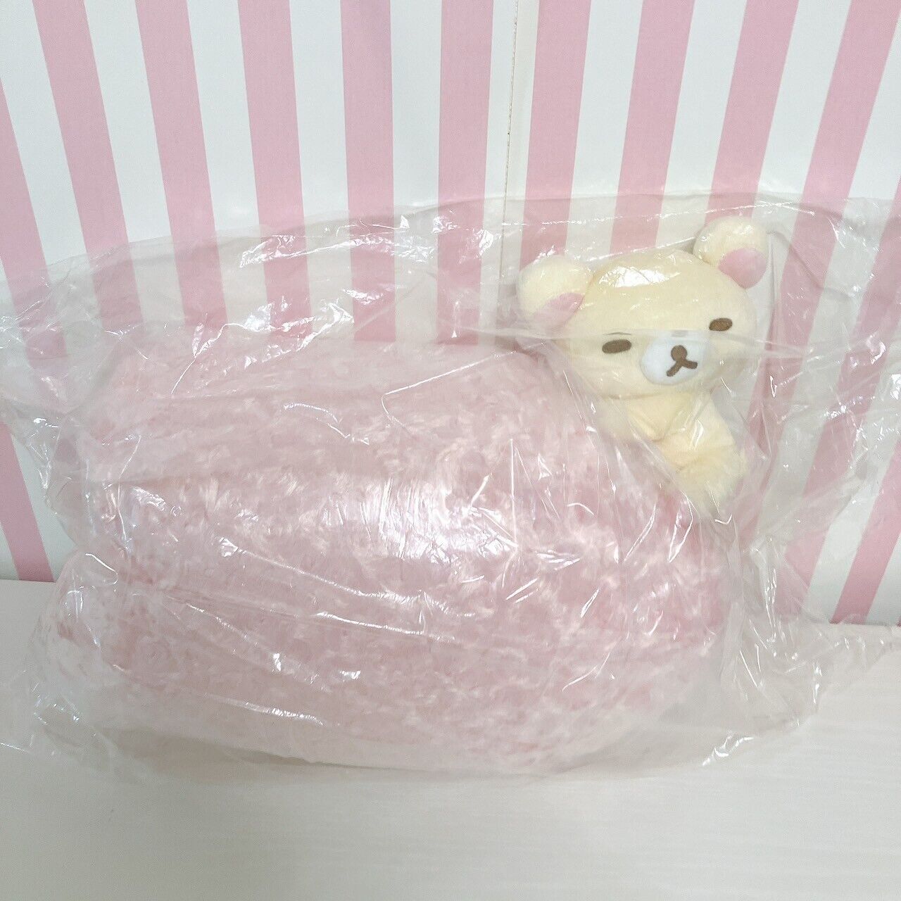 San-x Rilakkuma Korilakkuma Cushion Good Night Rose Heart Pink White Fluffy Bear