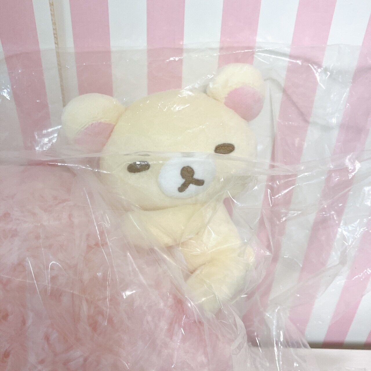 San-x Rilakkuma Korilakkuma Cushion Good Night Rose Heart Pink White Fluffy Bear