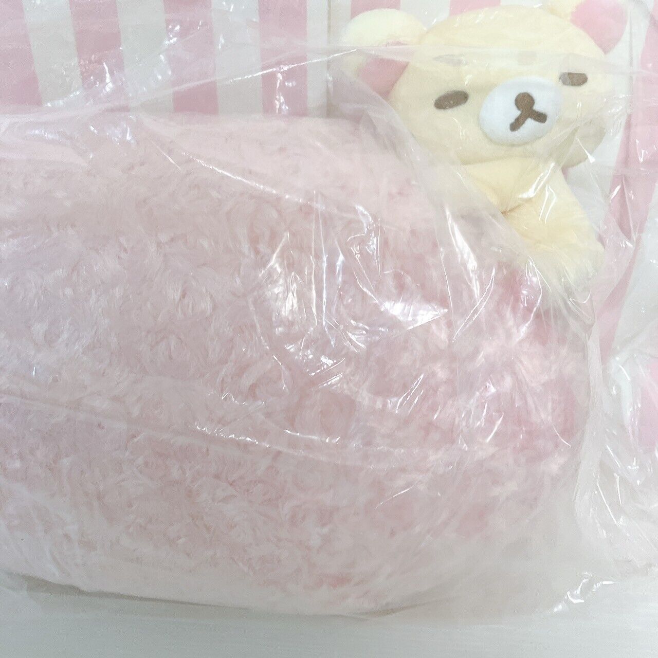 San-x Rilakkuma Korilakkuma Cushion Good Night Rose Heart Pink White Fluffy Bear