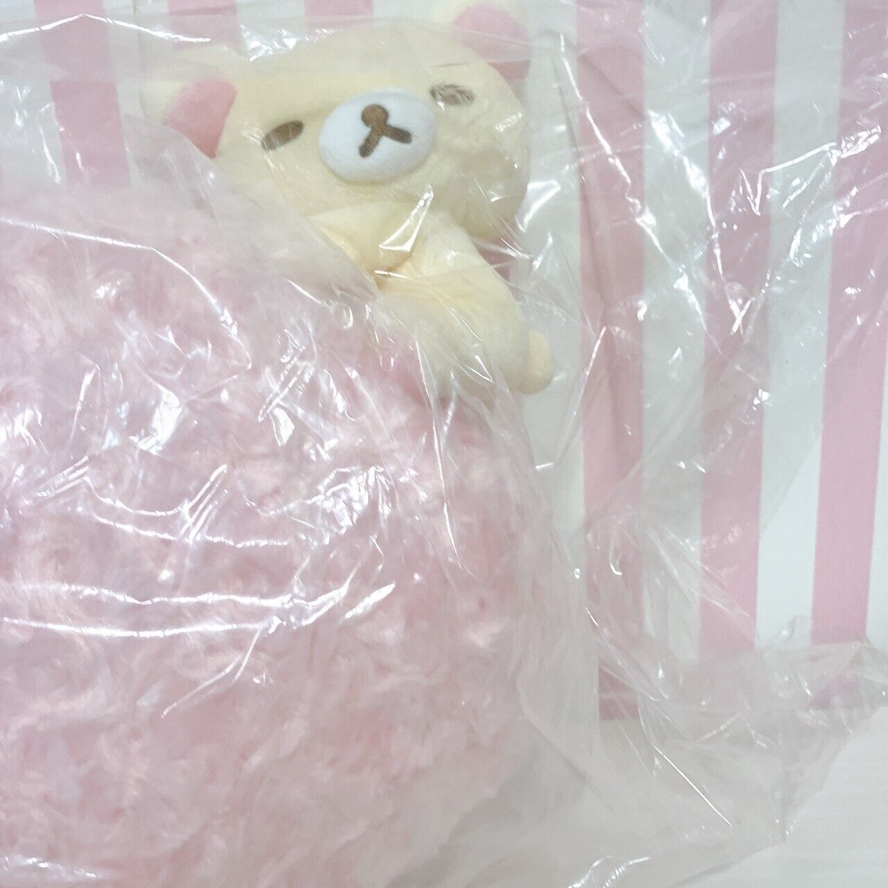 San-x Rilakkuma Korilakkuma Cushion Good Night Rose Heart Pink White Fluffy Bear