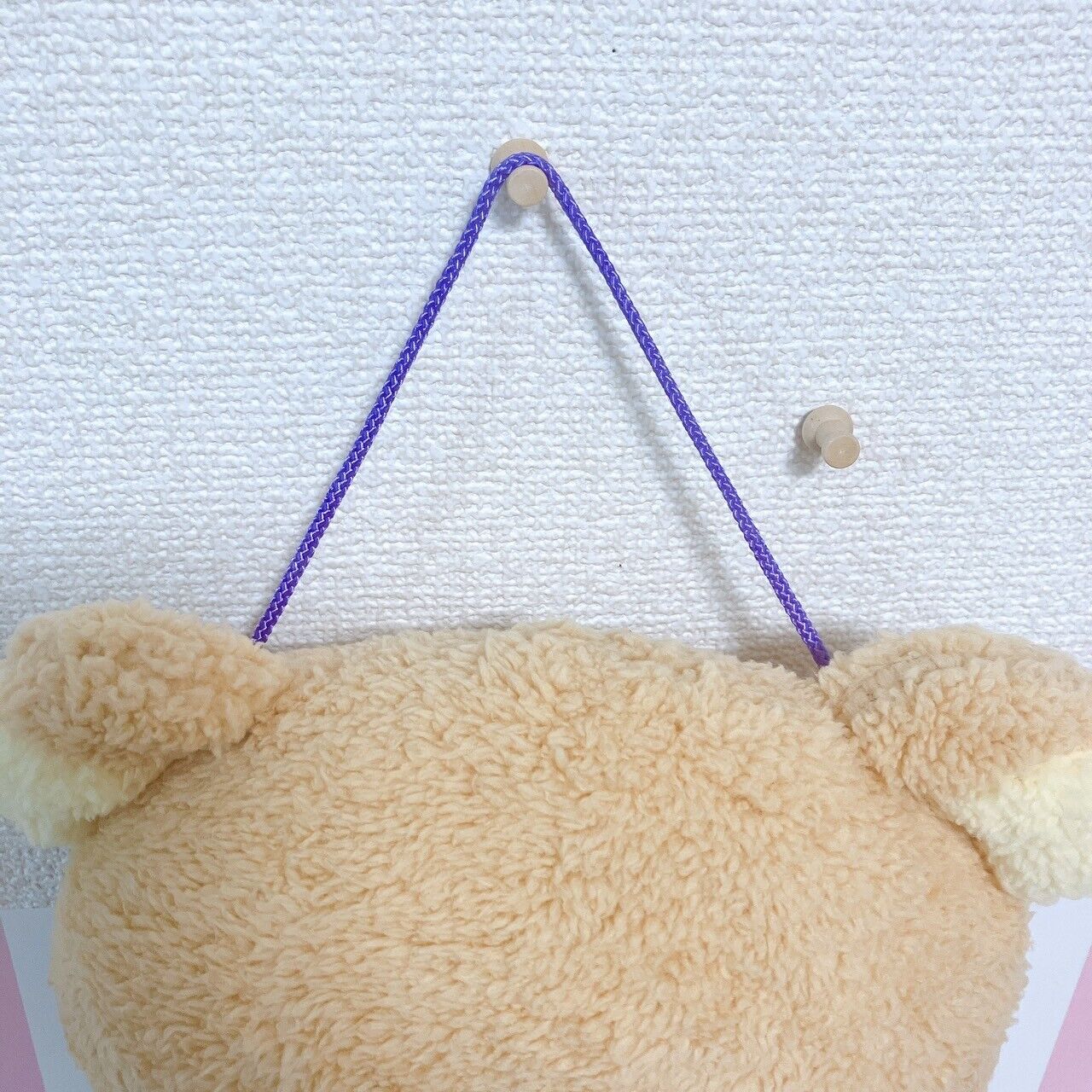 Rilakkuma SanX Wall Pocket Purple Brown Bear Pajamas Party Plush Fluffy Kawaii