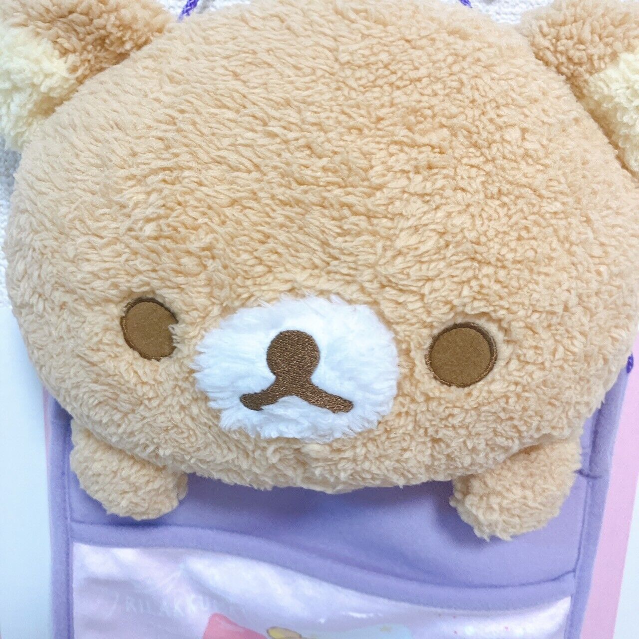 Rilakkuma SanX Wall Pocket Purple Brown Bear Pajamas Party Plush Fluffy Kawaii