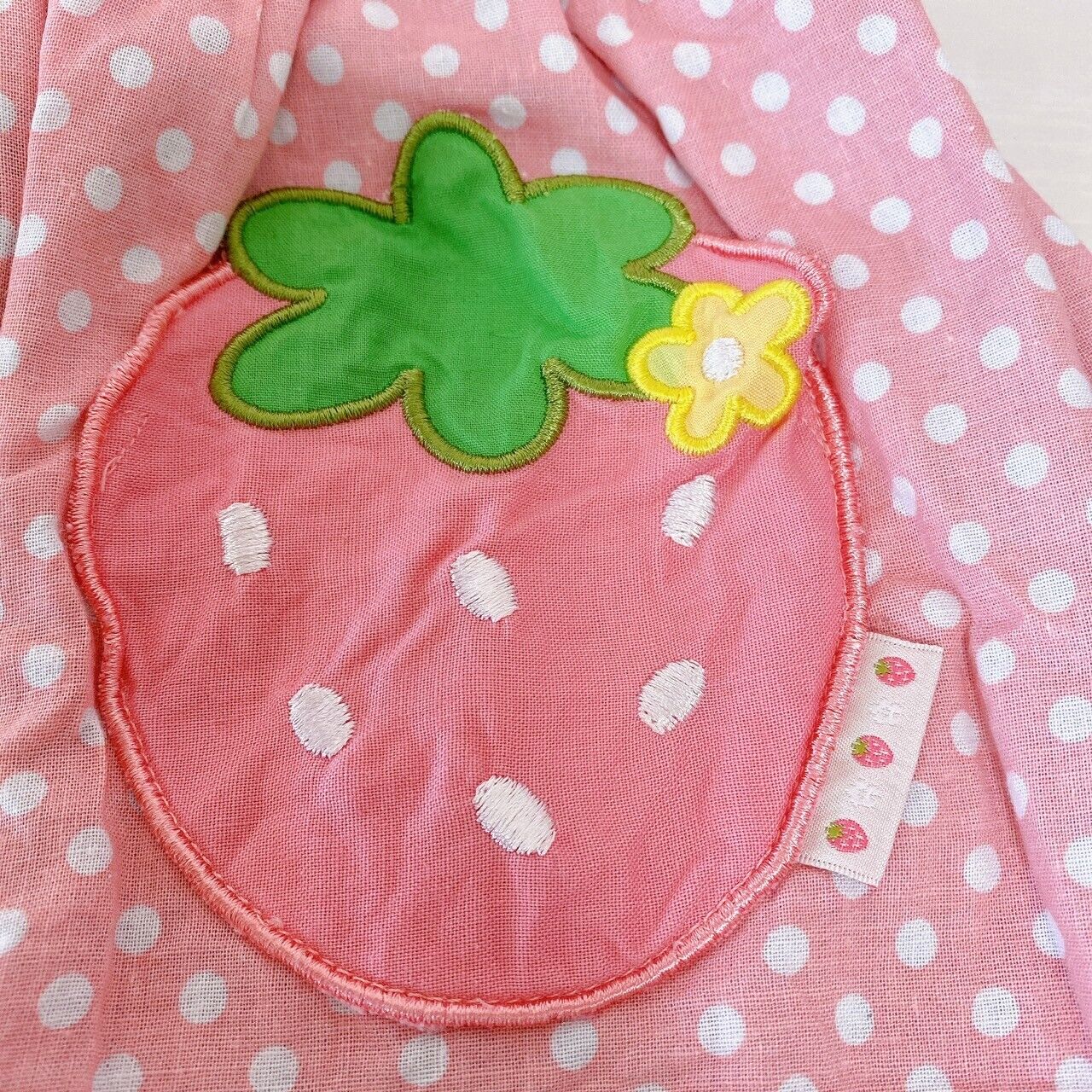 Mother Garden Apron Strawberry Pink Blue 130cm Frill Ribbon Flower Pocket Kawaii